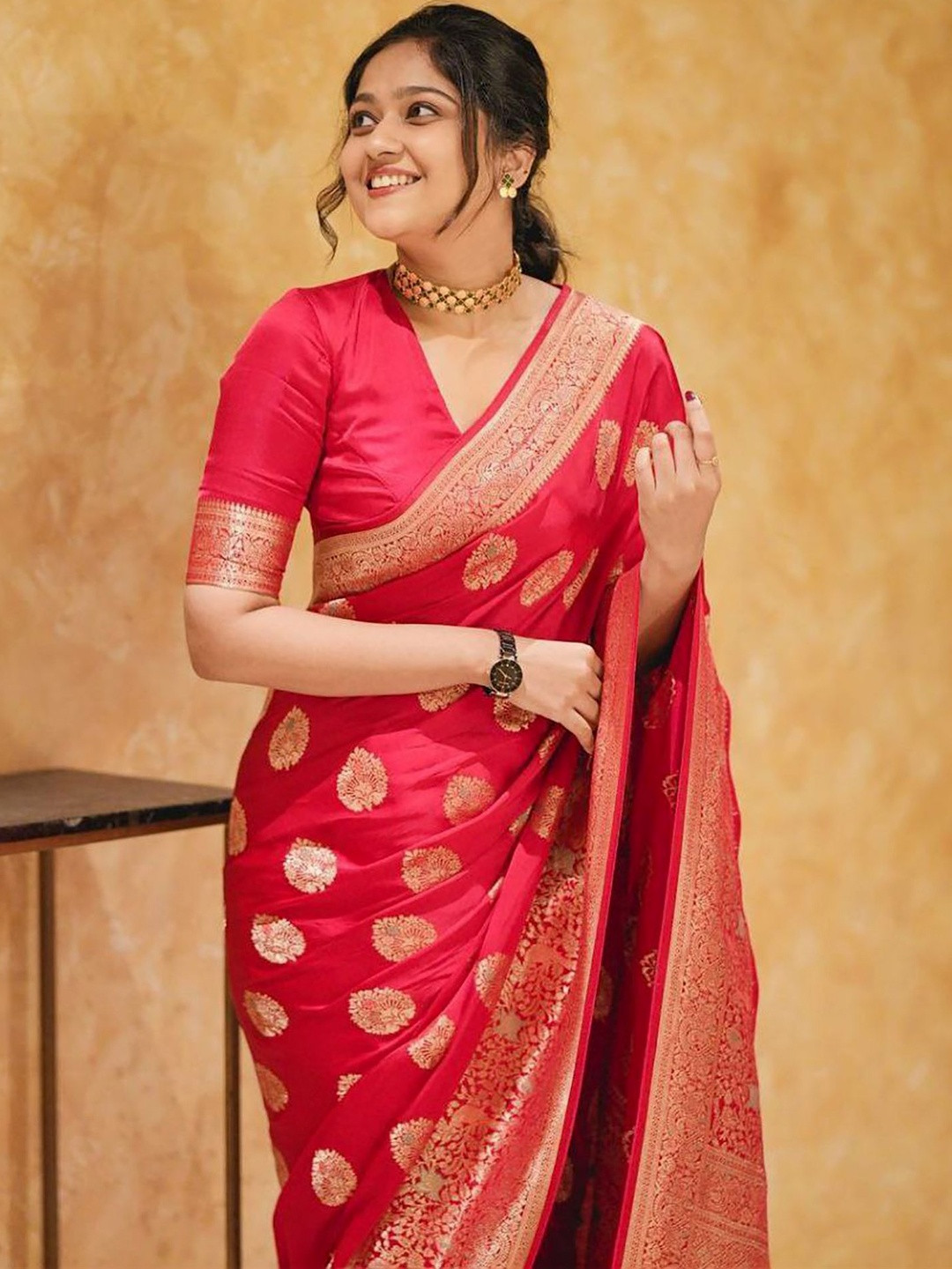AMRUTKALA SAREES Woven Design Zari Silk Blend Heavy Work Banarasi Saree