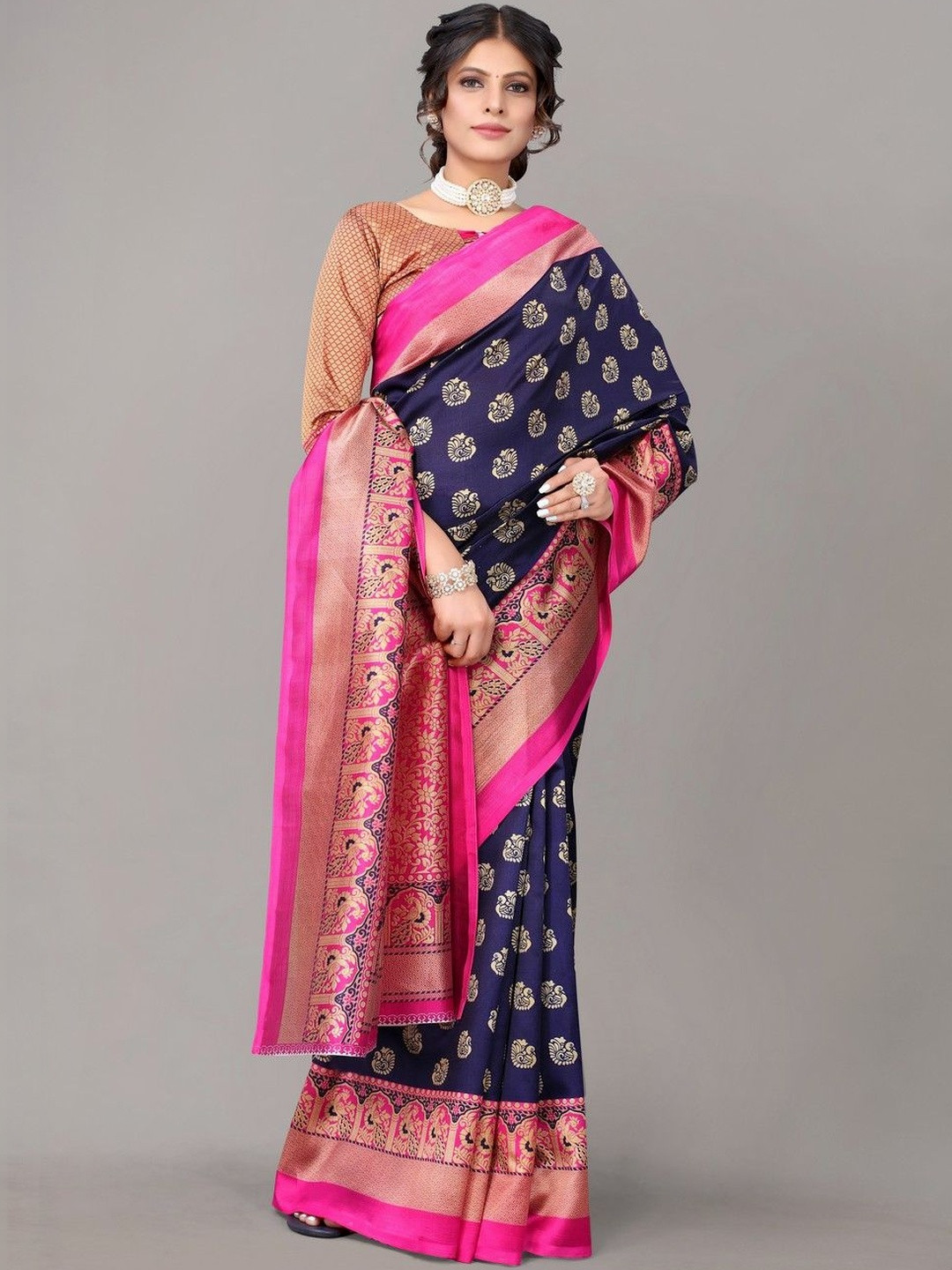 JANOI Ethnic Motifs Zari Art Silk Fashion Saree