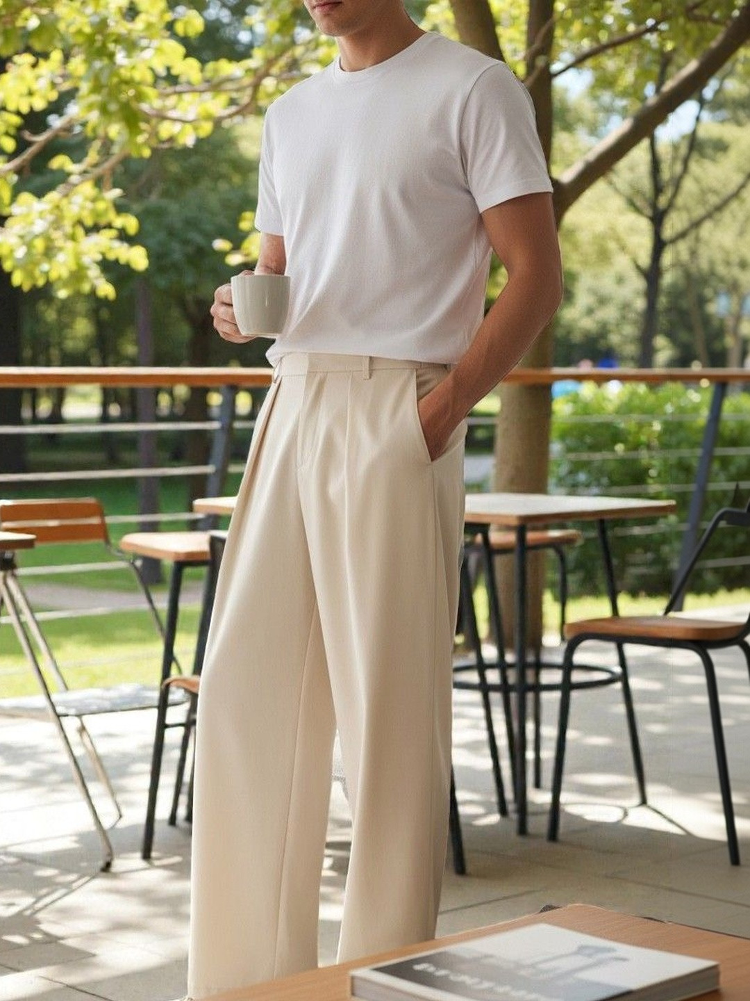 COVZ Men Korean Loose Fit Easy Wash Pleated Trousers