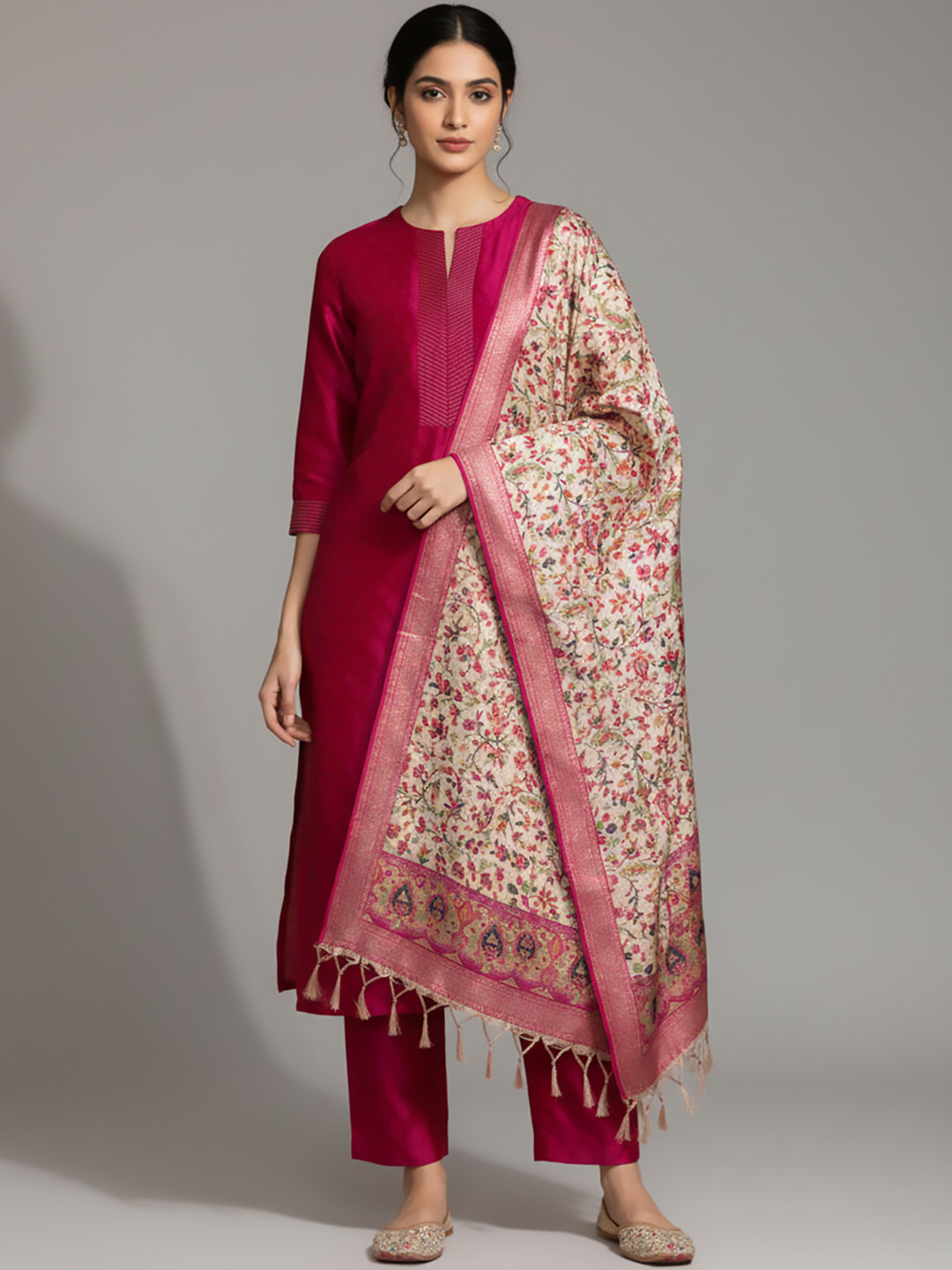 Varanga Women Ethnic Motifs Regular Kurta with Trousers & With Dupatta