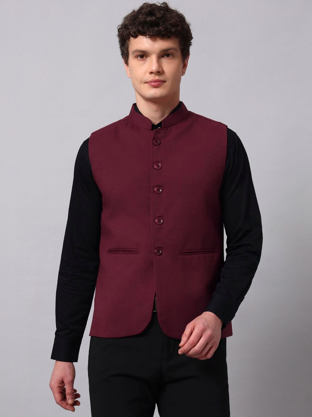 NATURE CRAFT Woven Nehru Jackets