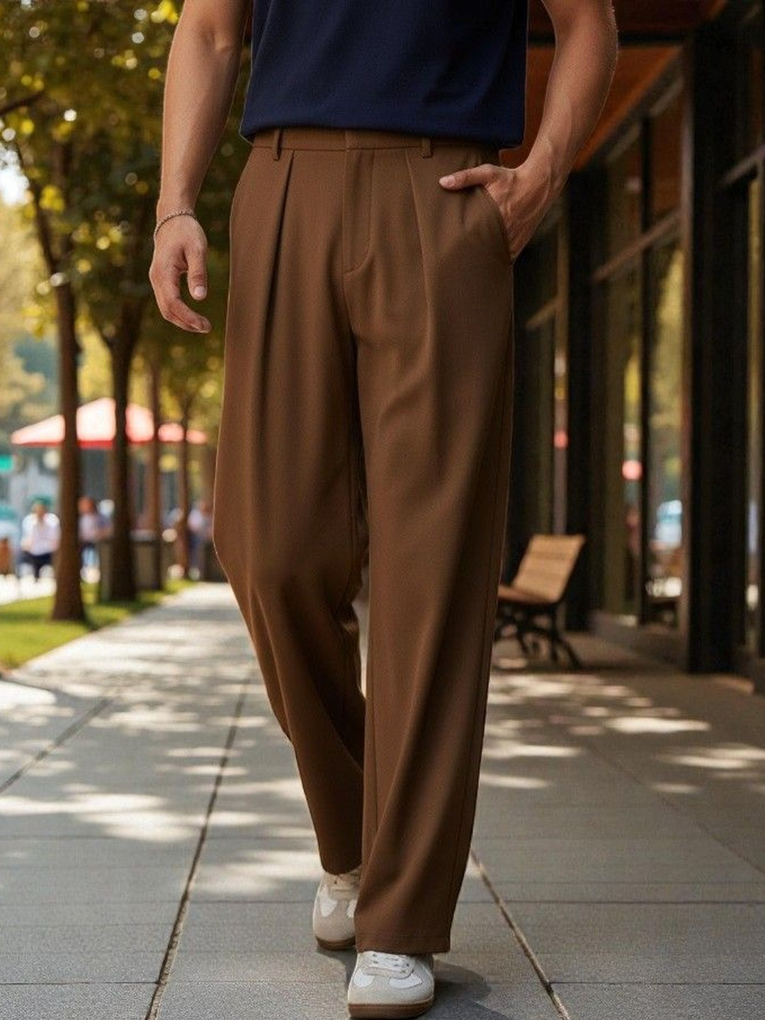 COVZ Men Korean Loose Fit Easy Wash Pleated Trousers