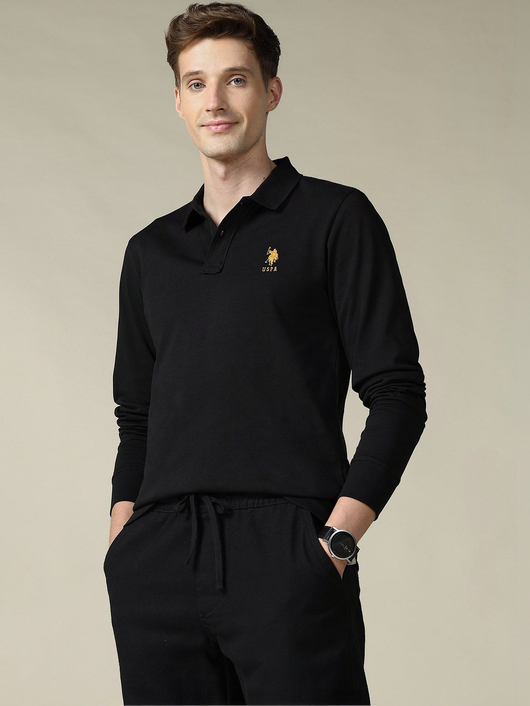 U.S. Polo Assn. Men Brand Logo Polo Collar T-shirt