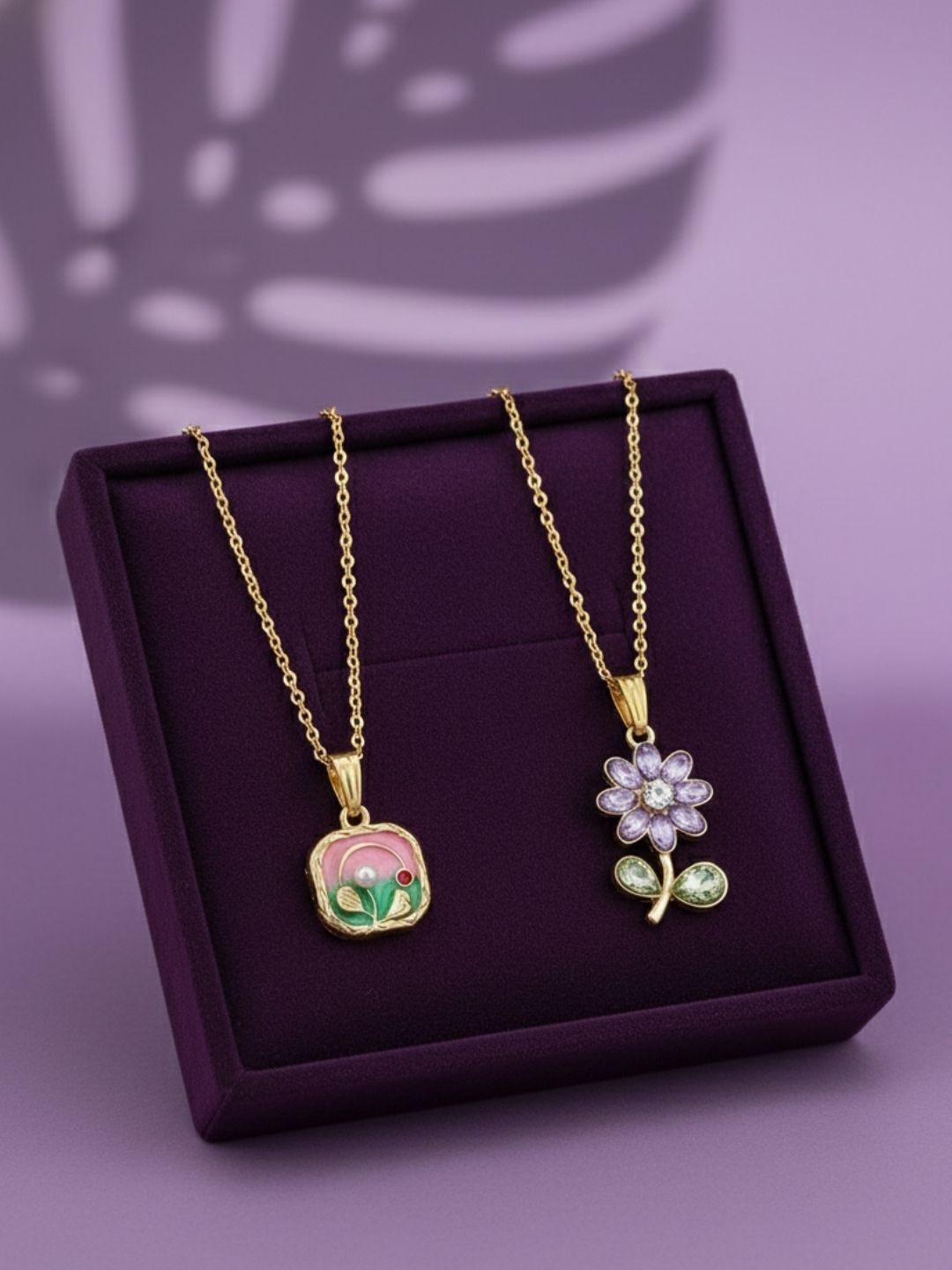 SZN Brass Gold-Plated Enamelled Necklace