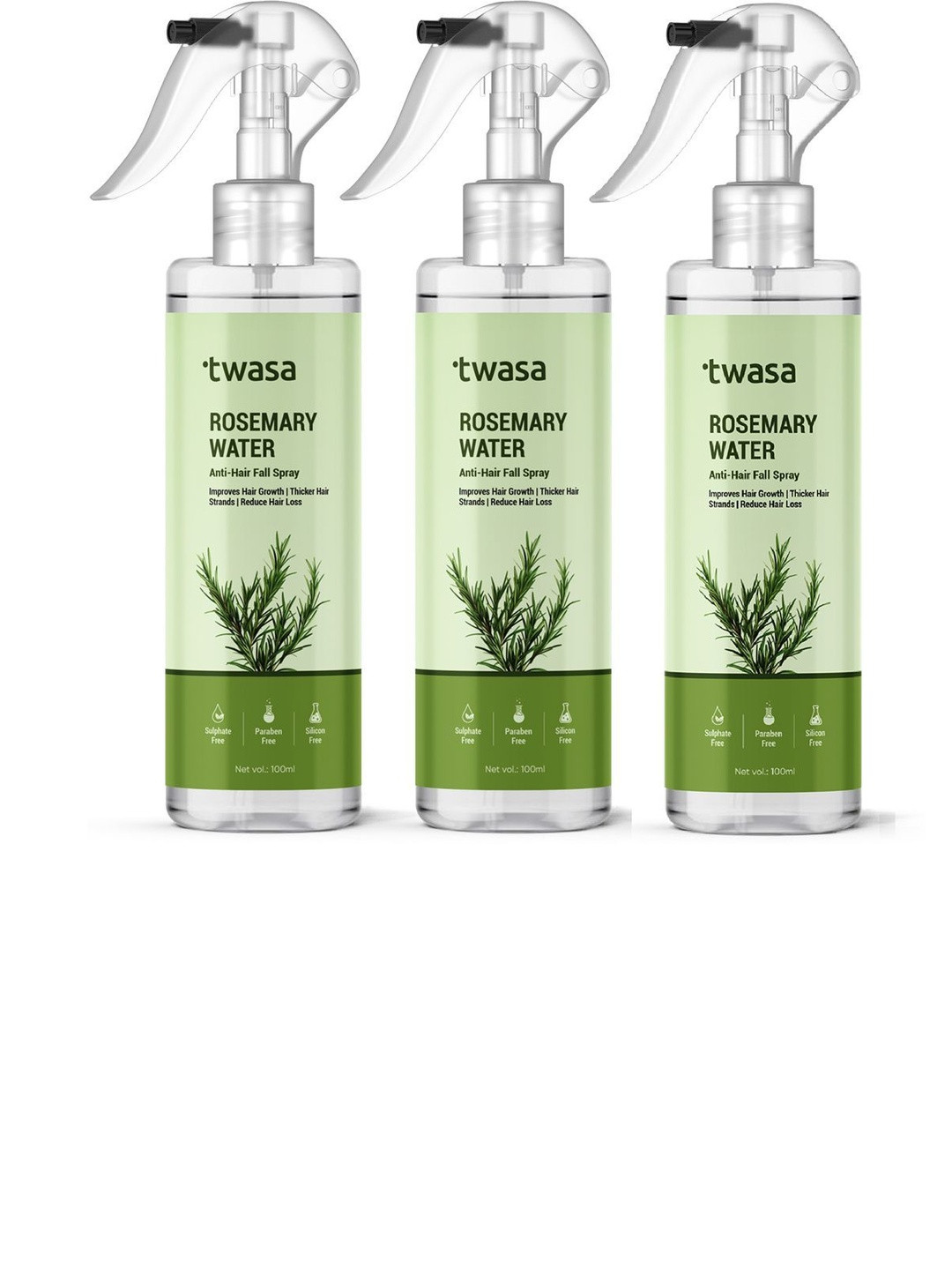 Twasa Set Of 3 Rosemary Water Spray- 100 ml Each