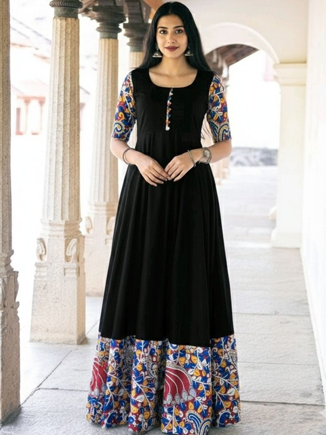 KRIVANSH STORE Ethnic Motifs Print A-Line Maxi Dress