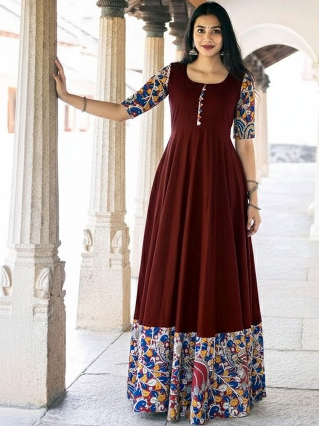 KRIVANSH STORE Ethnic Motifs Print A-Line Maxi Dress
