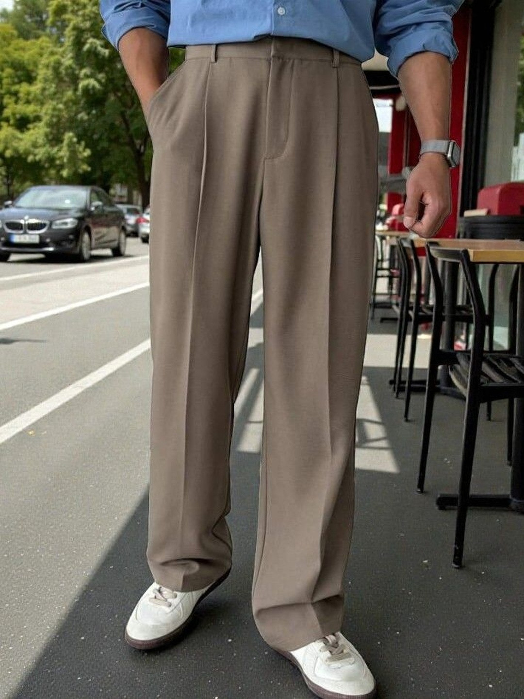 COVZ Men Korean Loose Fit Easy Wash Pleated Trousers