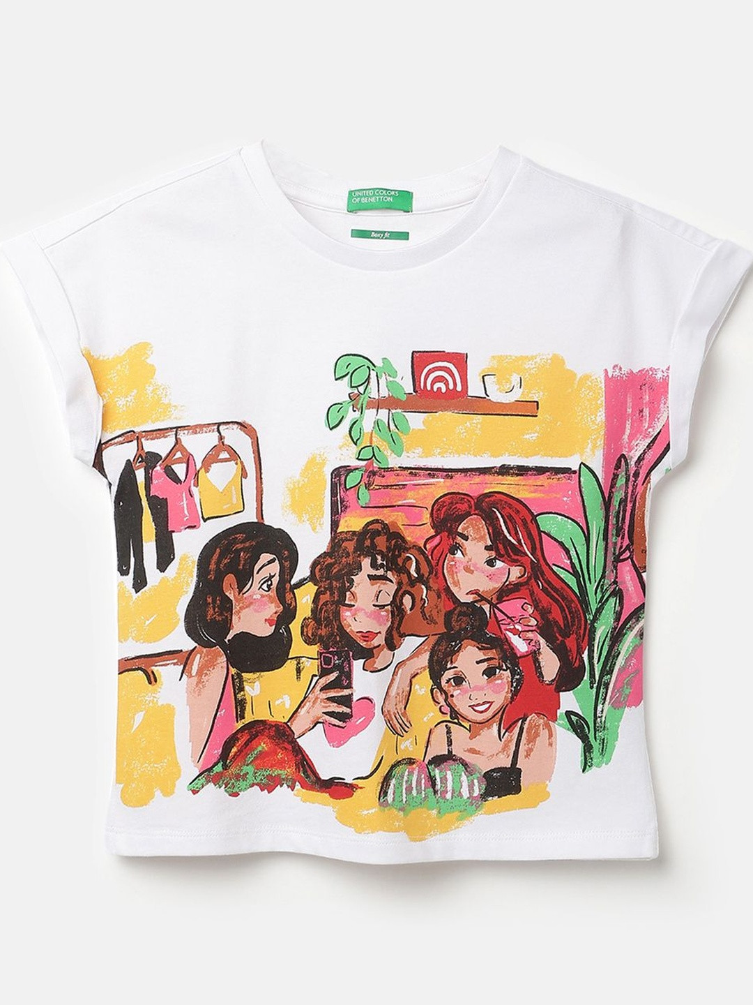 United Colors of Benetton Oversized Boxy Fit Round Neck Graphic Print T-Shirt