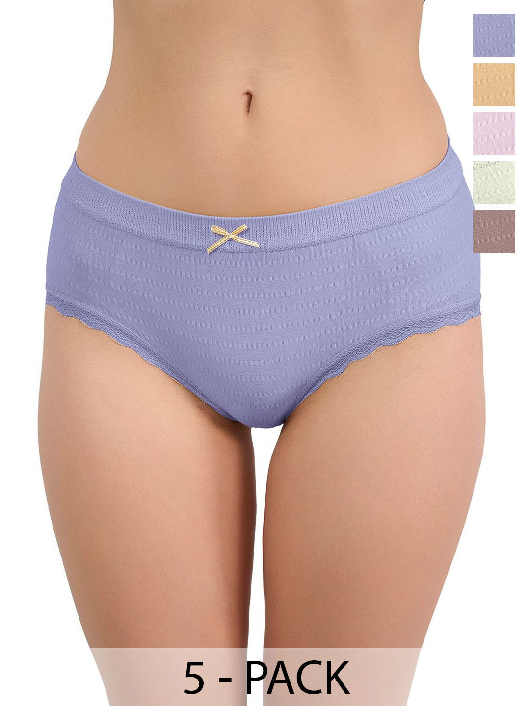 Moda Rapido Pack of 5 Self Design Mid-Rise Basic Briefs
