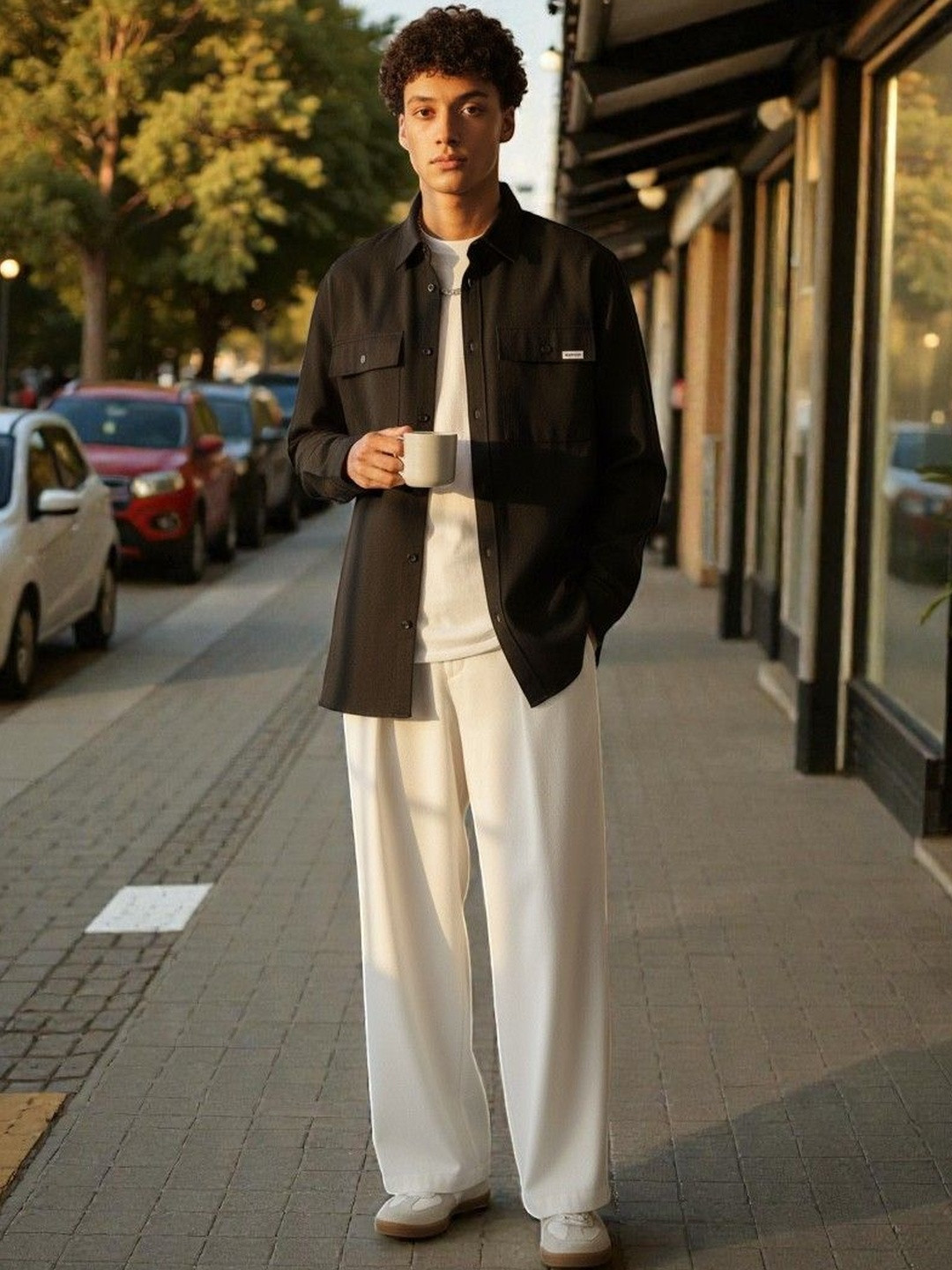 COVZ Men Korean Loose Fit Easy Wash Pleated Trousers