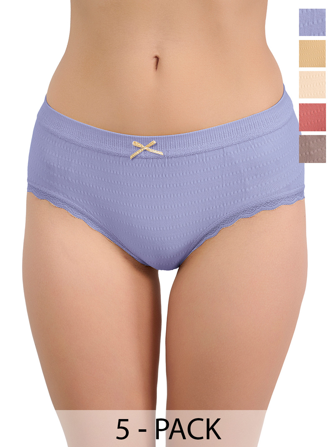 Moda Rapido Pack of 5 Self Design Mid-Rise Basic Briefs