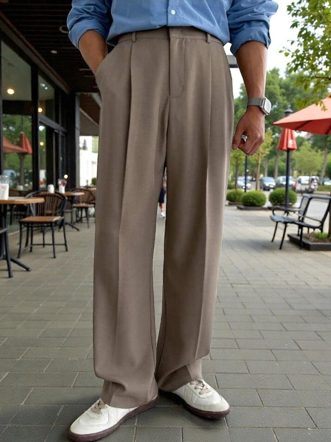 COVZ Men Korean Loose Fit Easy Wash Pleated Trousers
