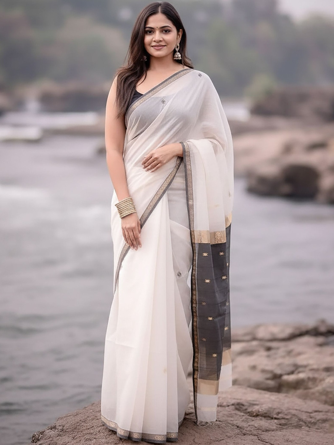 AMRUTKALA SAREES Woven Design Zari Silk Blend Handloom Kanjeevaram Saree