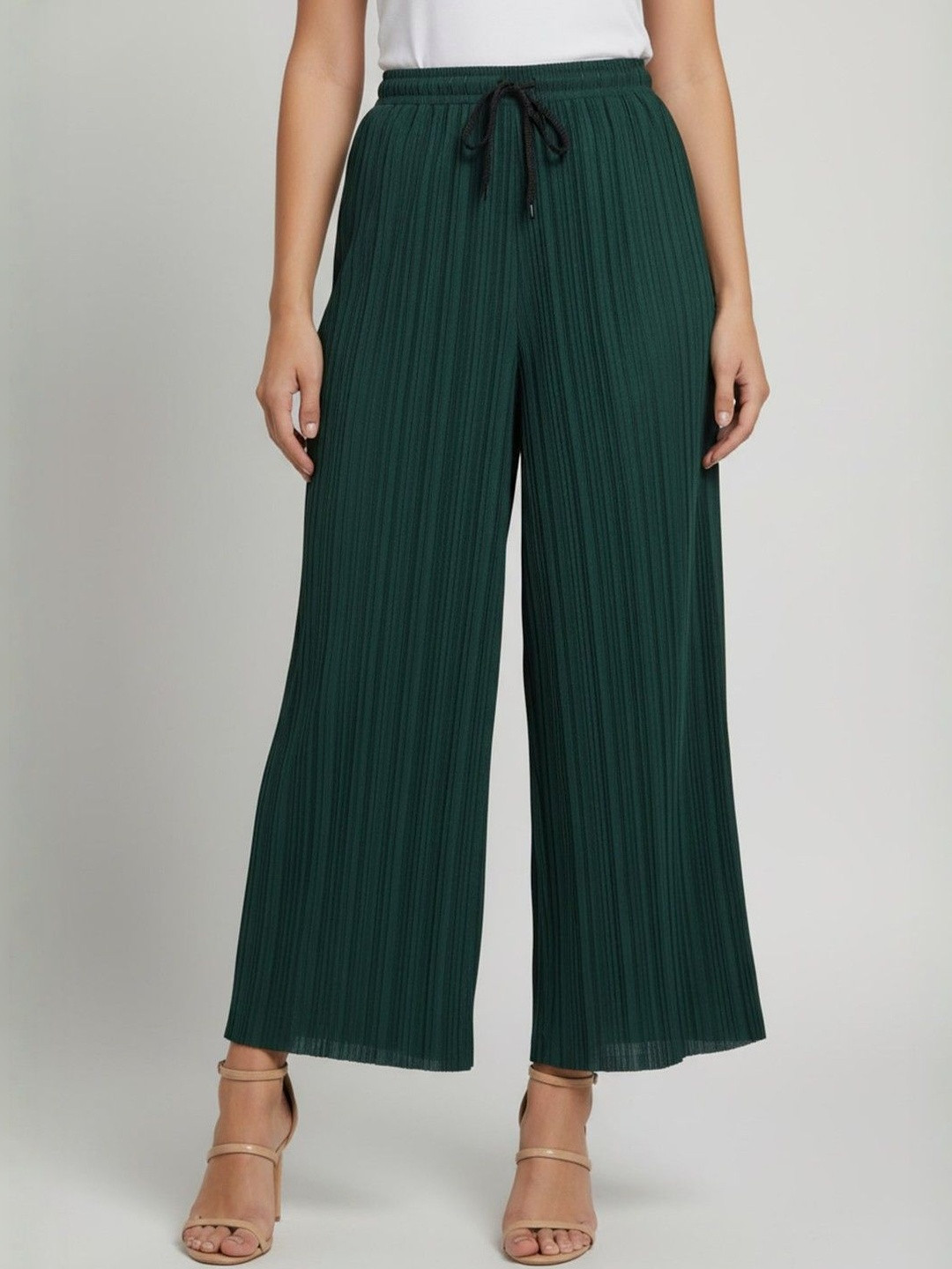 LYNO Women Knitted Cropped Palazzos