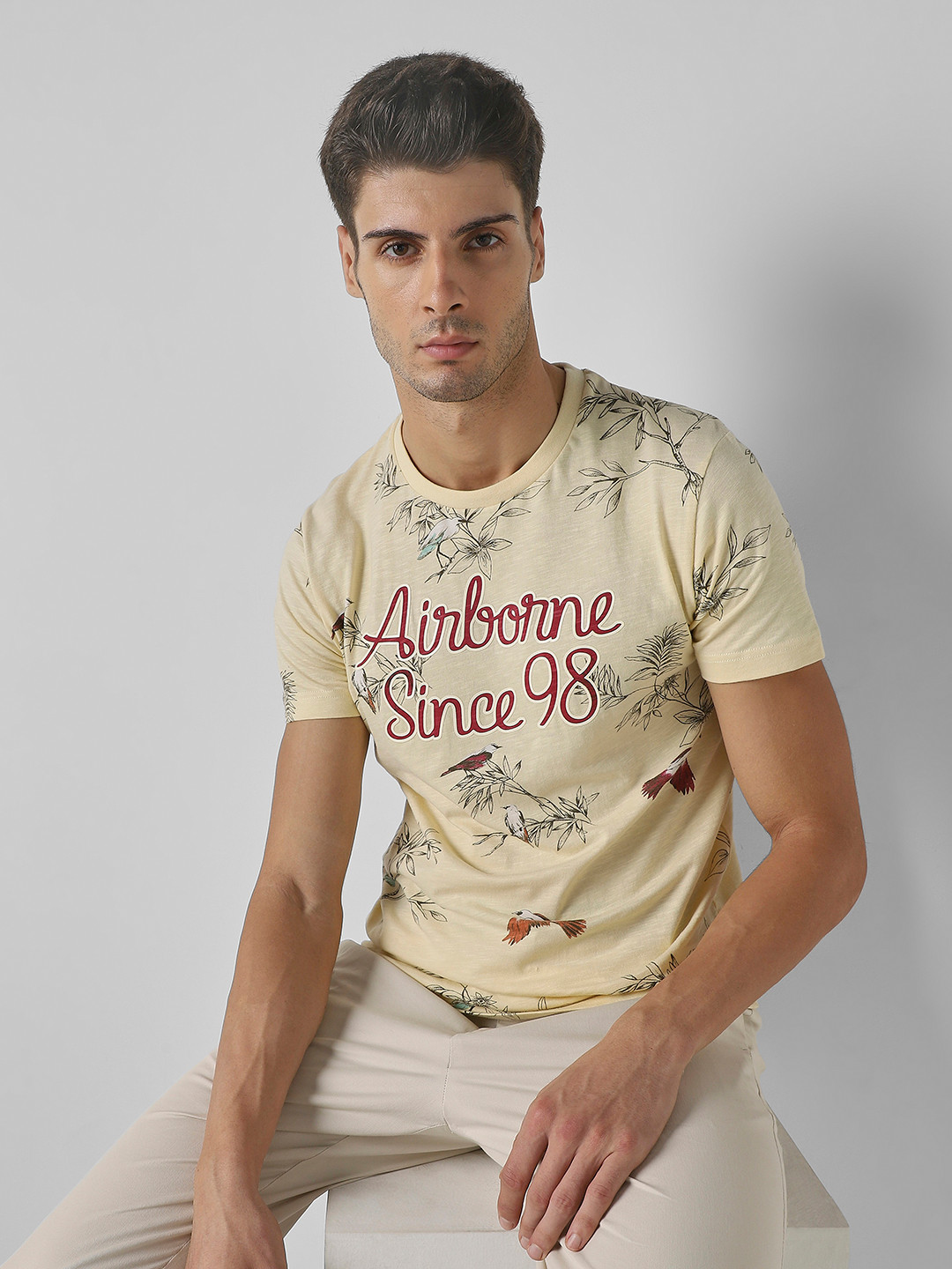 Mufti Slim Fit Graphic Printed Cotton Casual T-shirt