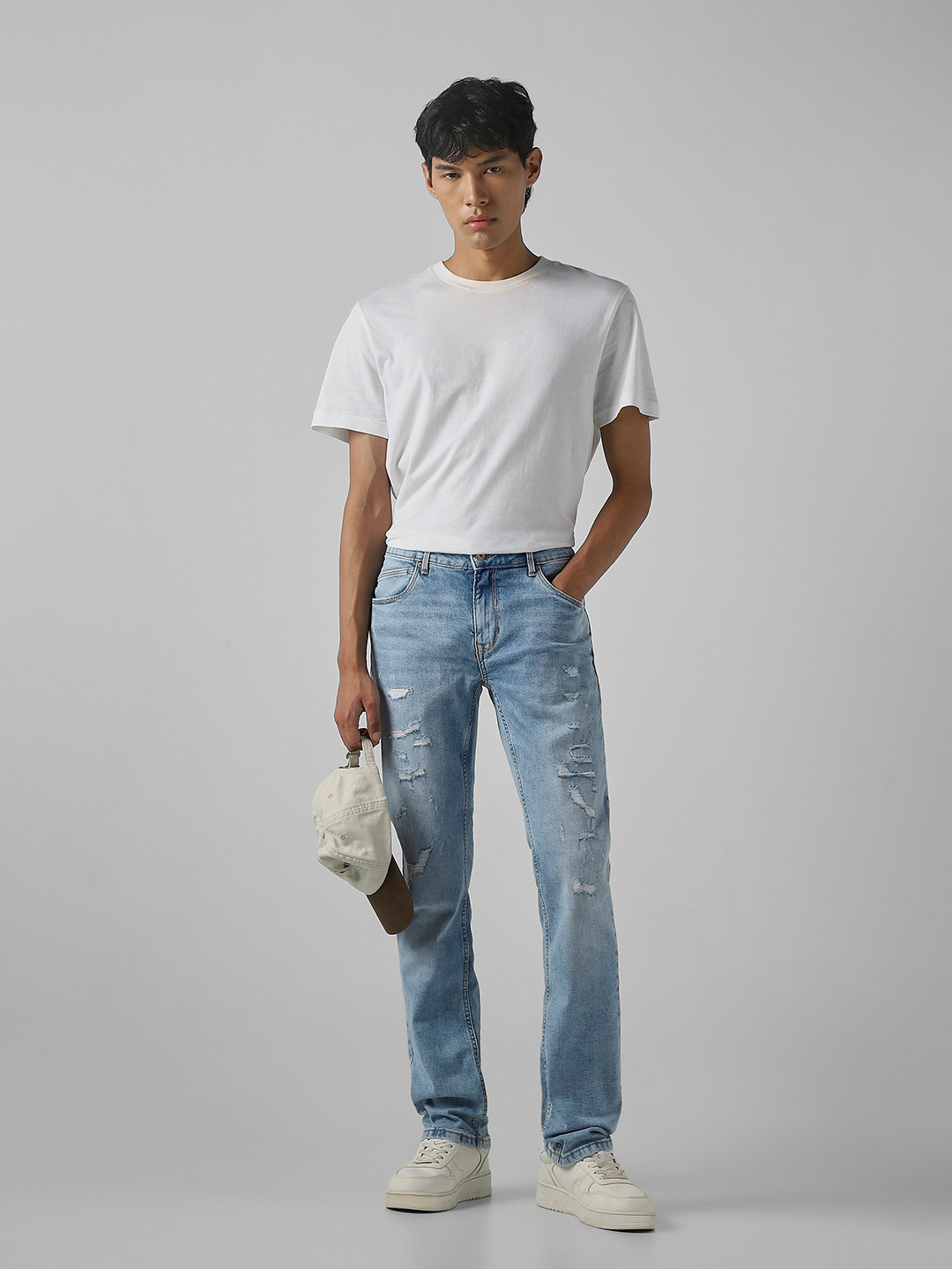 Mufti Men Slim Fit Mid-Rise Mildly Distressed Jeans