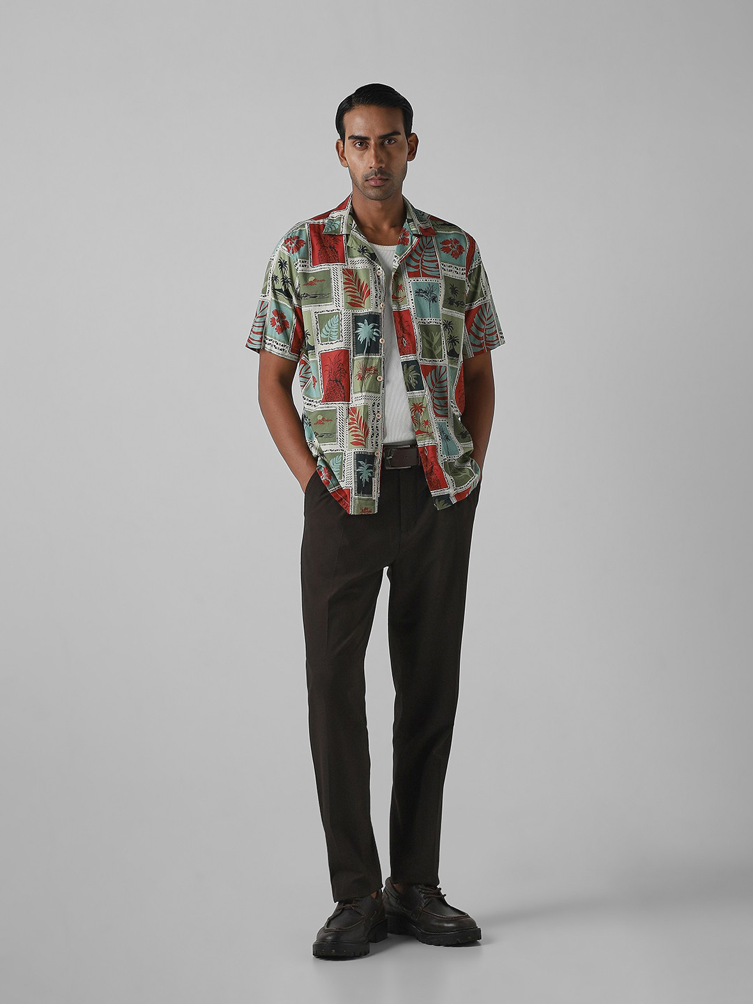 Mufti Men Relaxed Fit Graphic Printed Cuban Collar Casual Shirt