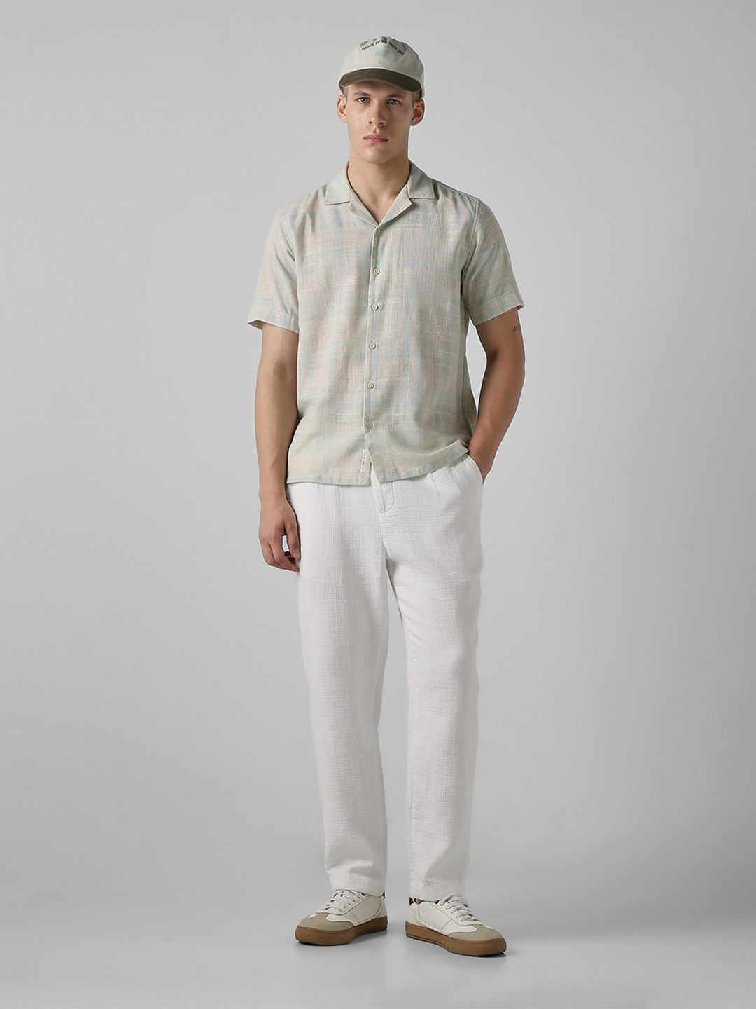Mufti Men Relaxed Fit Textured Cuban Collar Casual Shirt