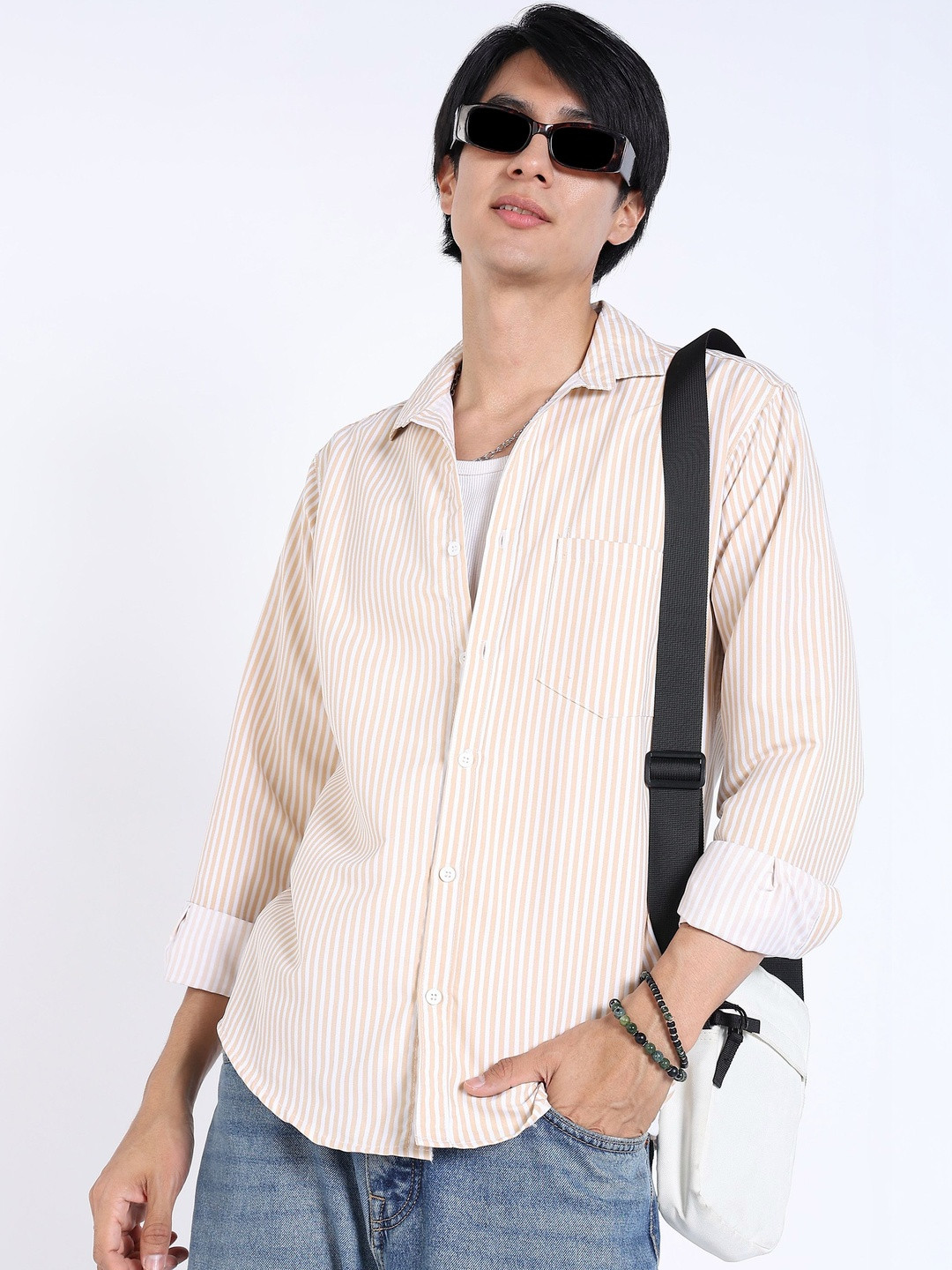RODEIZ Men Regular Fit Vertical Striped Casual Shirt