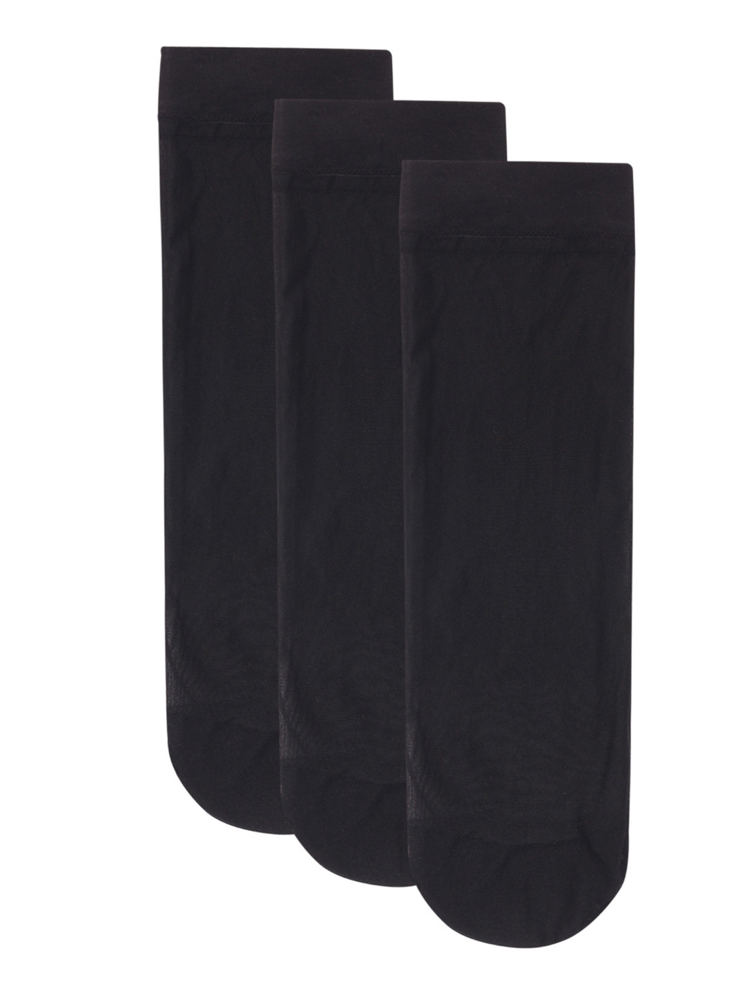 N2S NEXT2SKIN Women Pack Of 3 Black Solid Sheer Ankle-Length Socks
