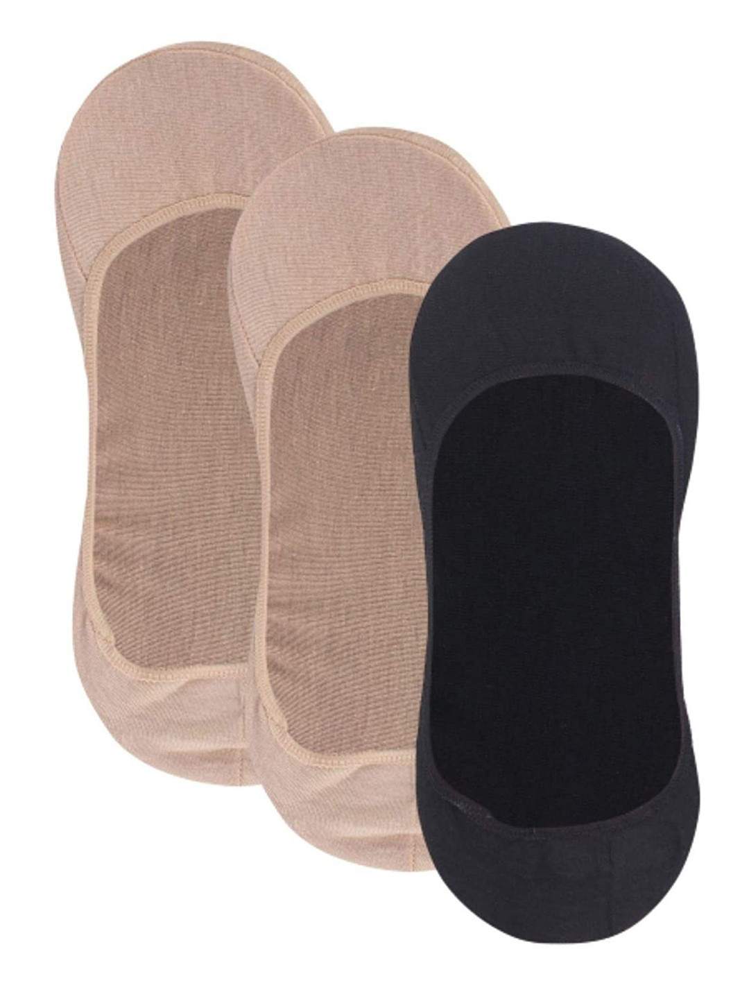 N2S NEXT2SKIN Women Pack Of 3 Assorted Cotton Shoe Liners Socks
