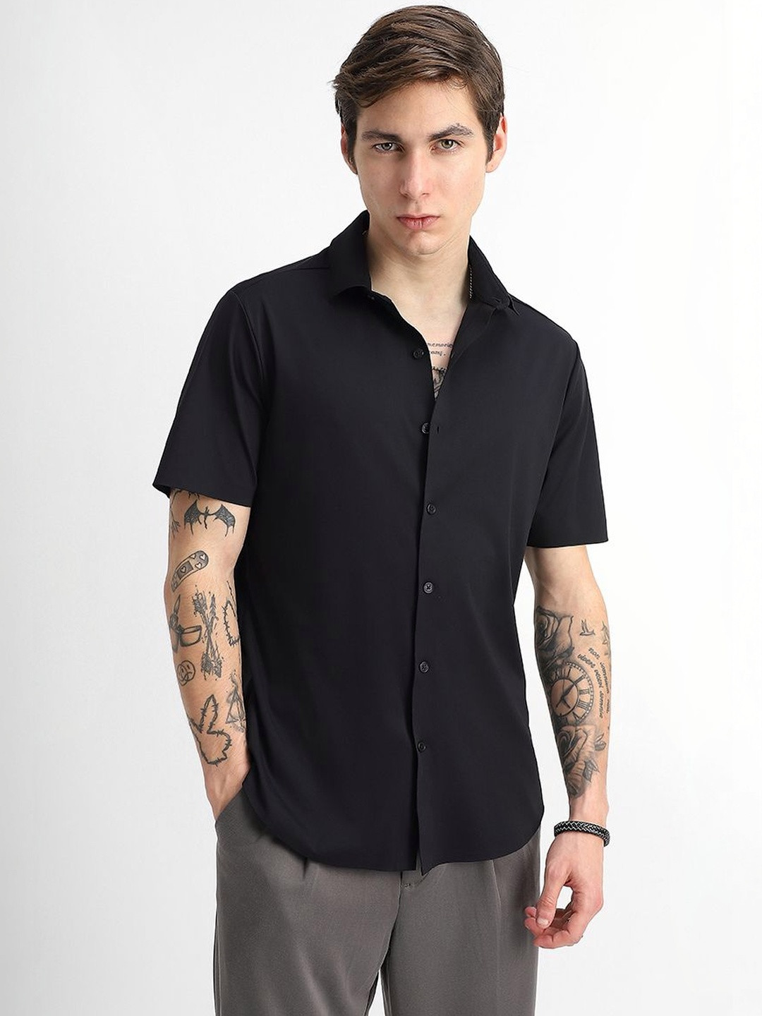 Snitch Technical Nylon Short Sleeves Slim Fit Shirt