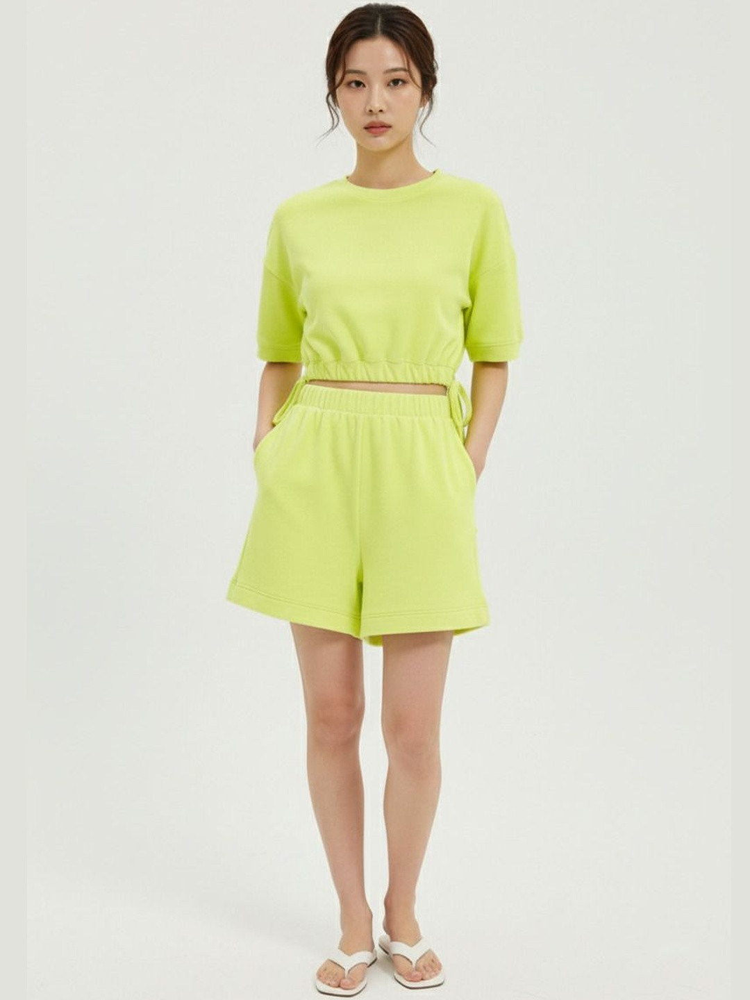 Pookiie Round Neck Top With Shorts Co-Ords
