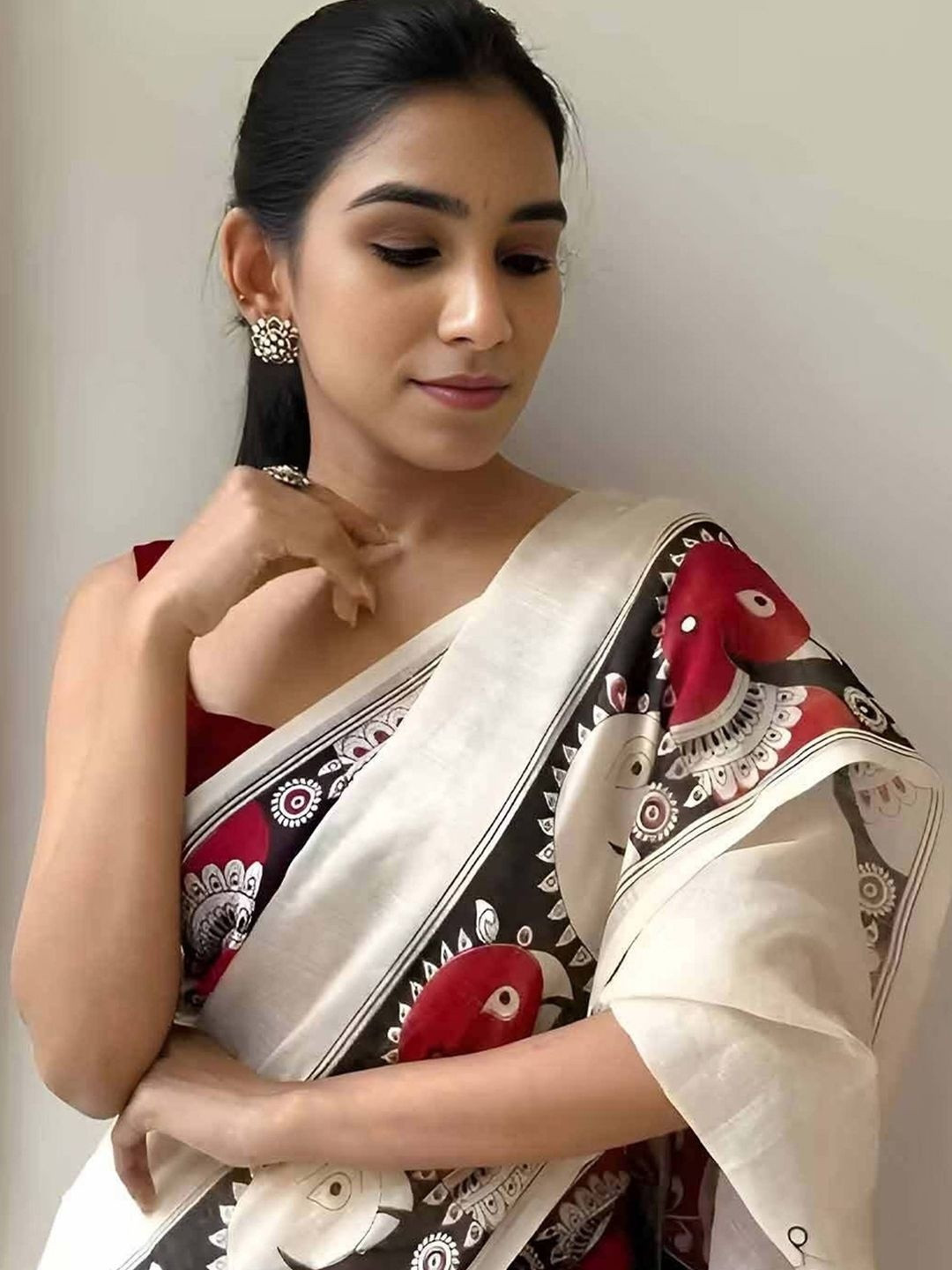 yourwish Ethnic Motifs Linen Blend Saree