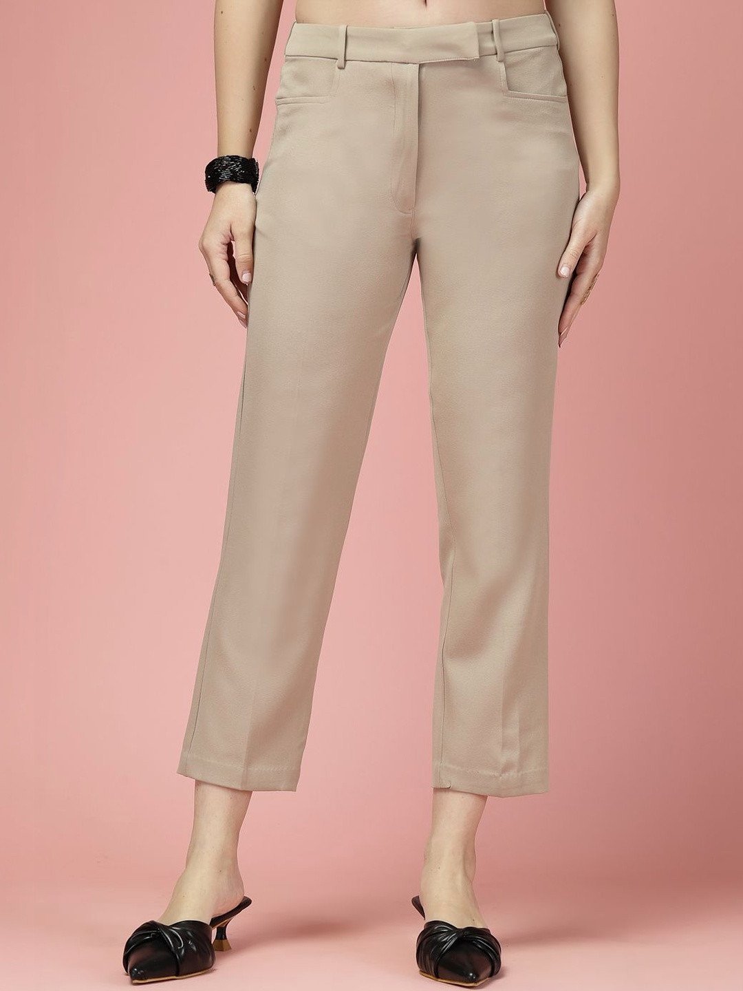 R.Code by The Roadster Life Co. Women Relaxed High-Rise Easy Wash Trousers
