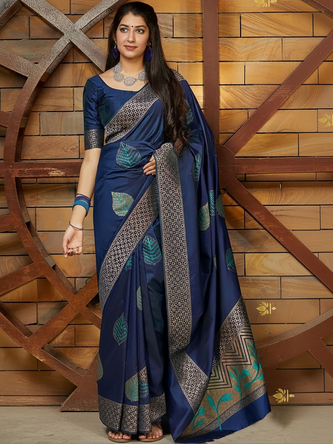 Mitera Woven Design Zari Silk Blend Banarasi Saree