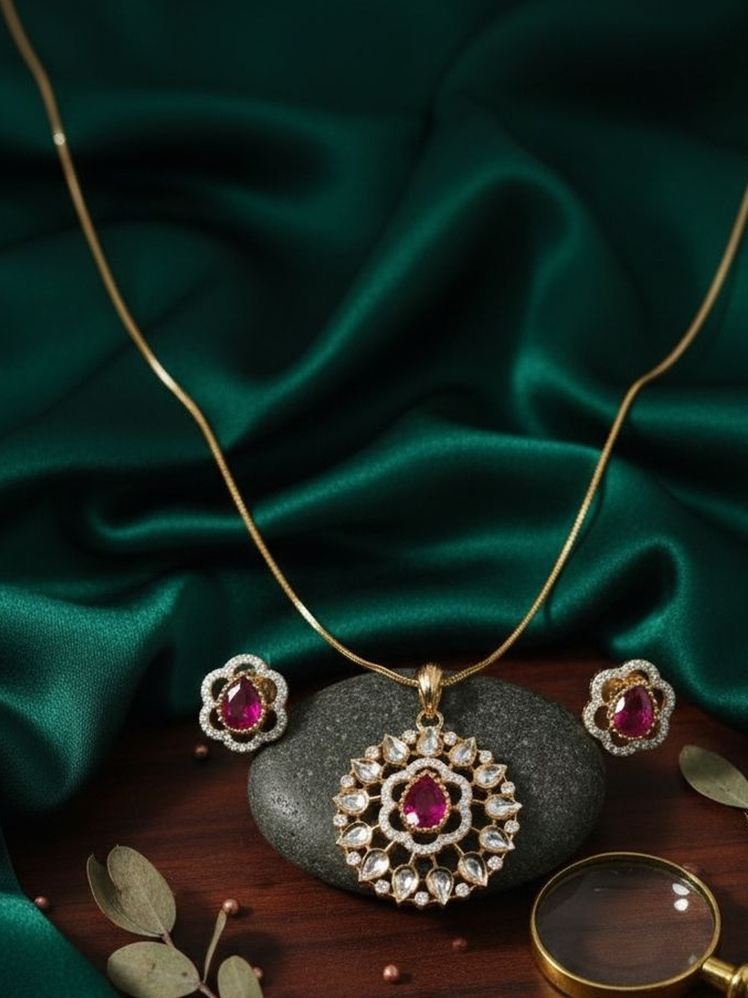 KAYRAH Gold-Plated Kundan-Studded Jewellery Set