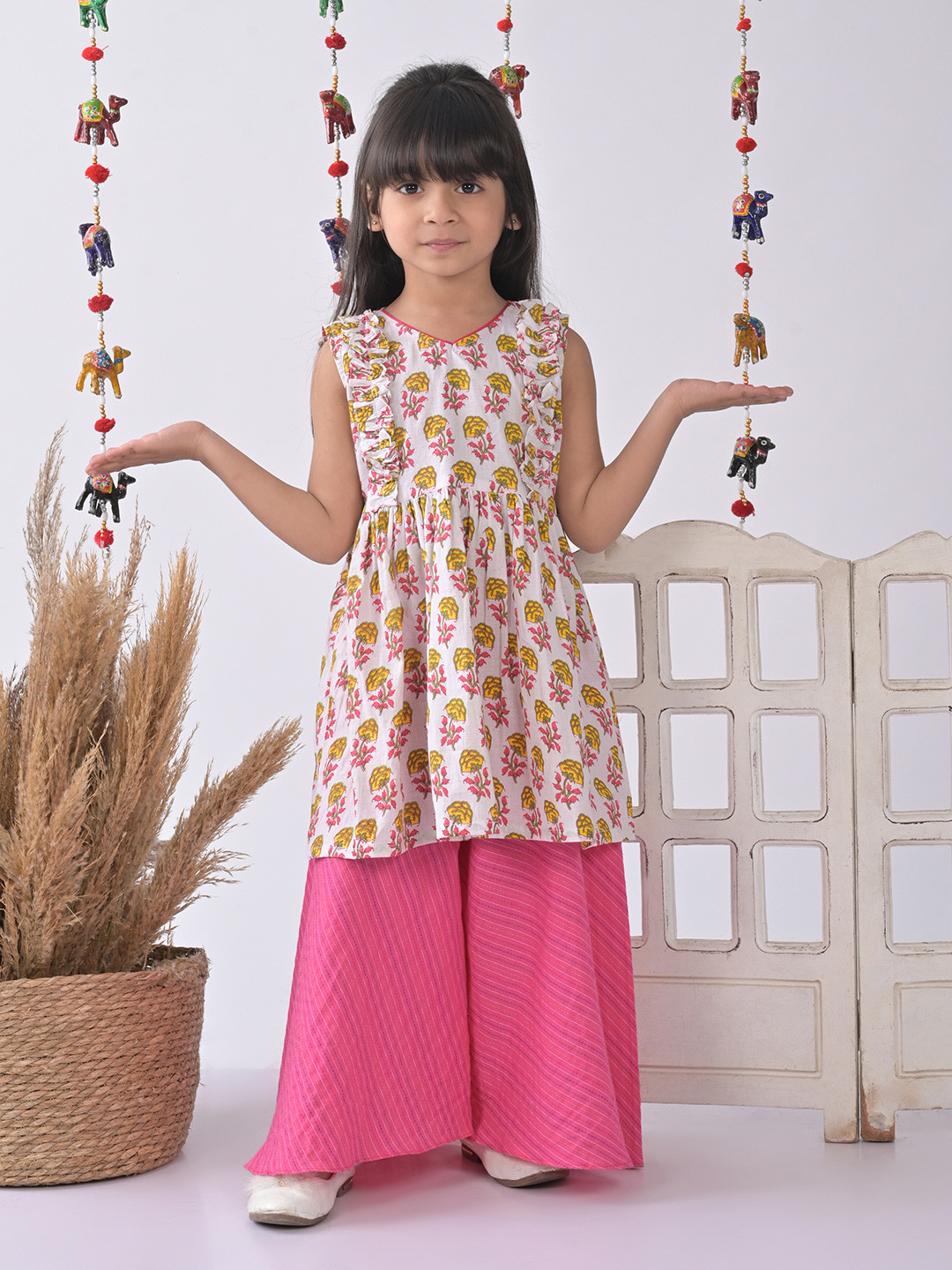 Sangria Printed Pure Cotton Kurti & Palazzos Set