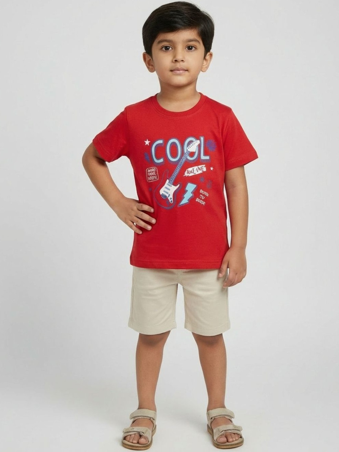 YK Boys Typography Printed Cotton T-shirt