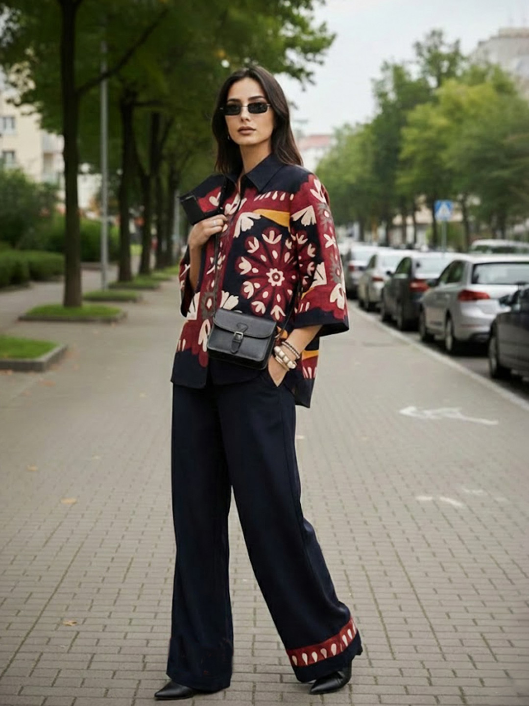 ZUMMER Colourblocked Shirt Collar Shirt & Trousers Co-Ords