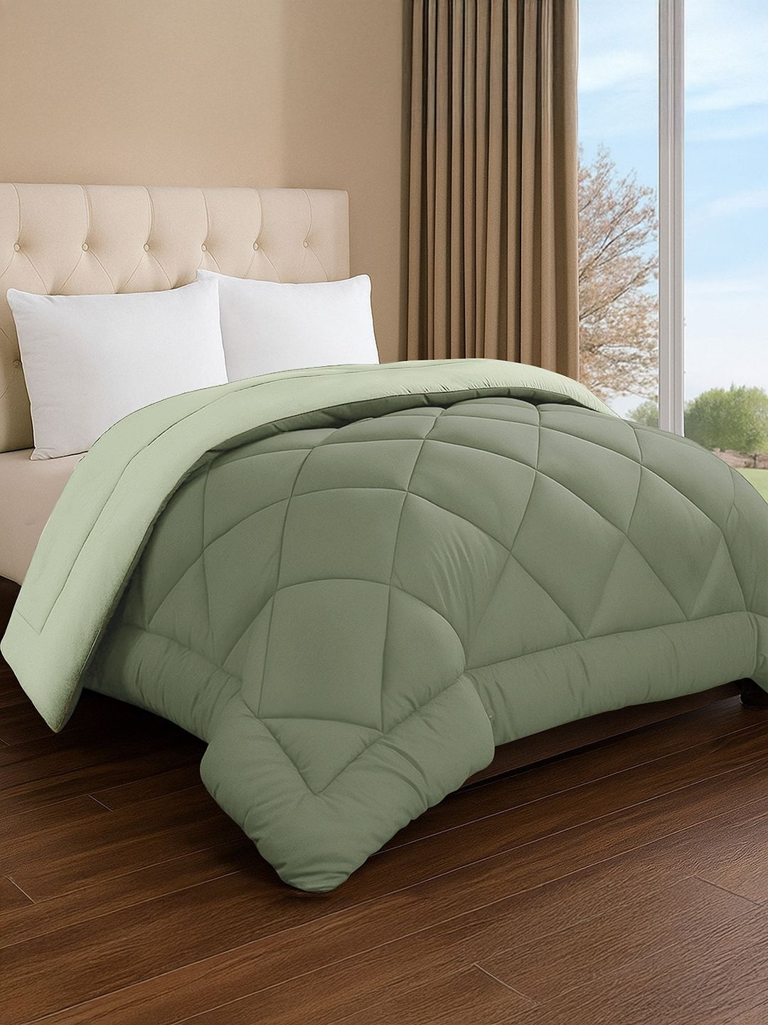 Story@home Olive Green & Green Microfiber AC Room 210 GSM Comforter