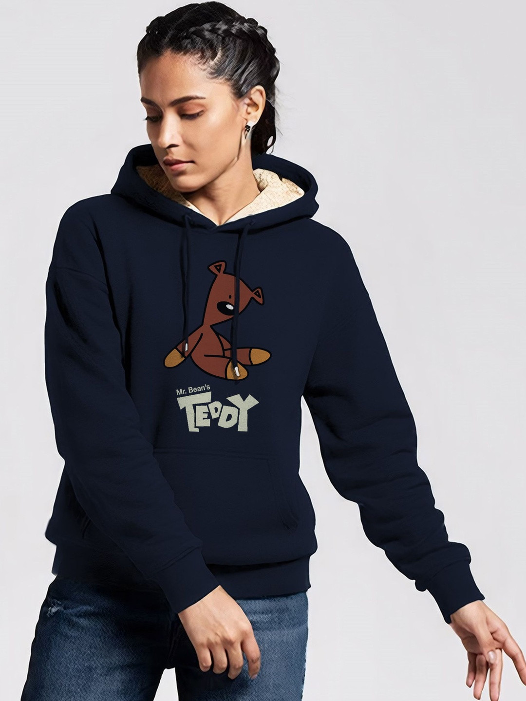 TOGS & TERRE Women Printed Hooded Sweatshirt