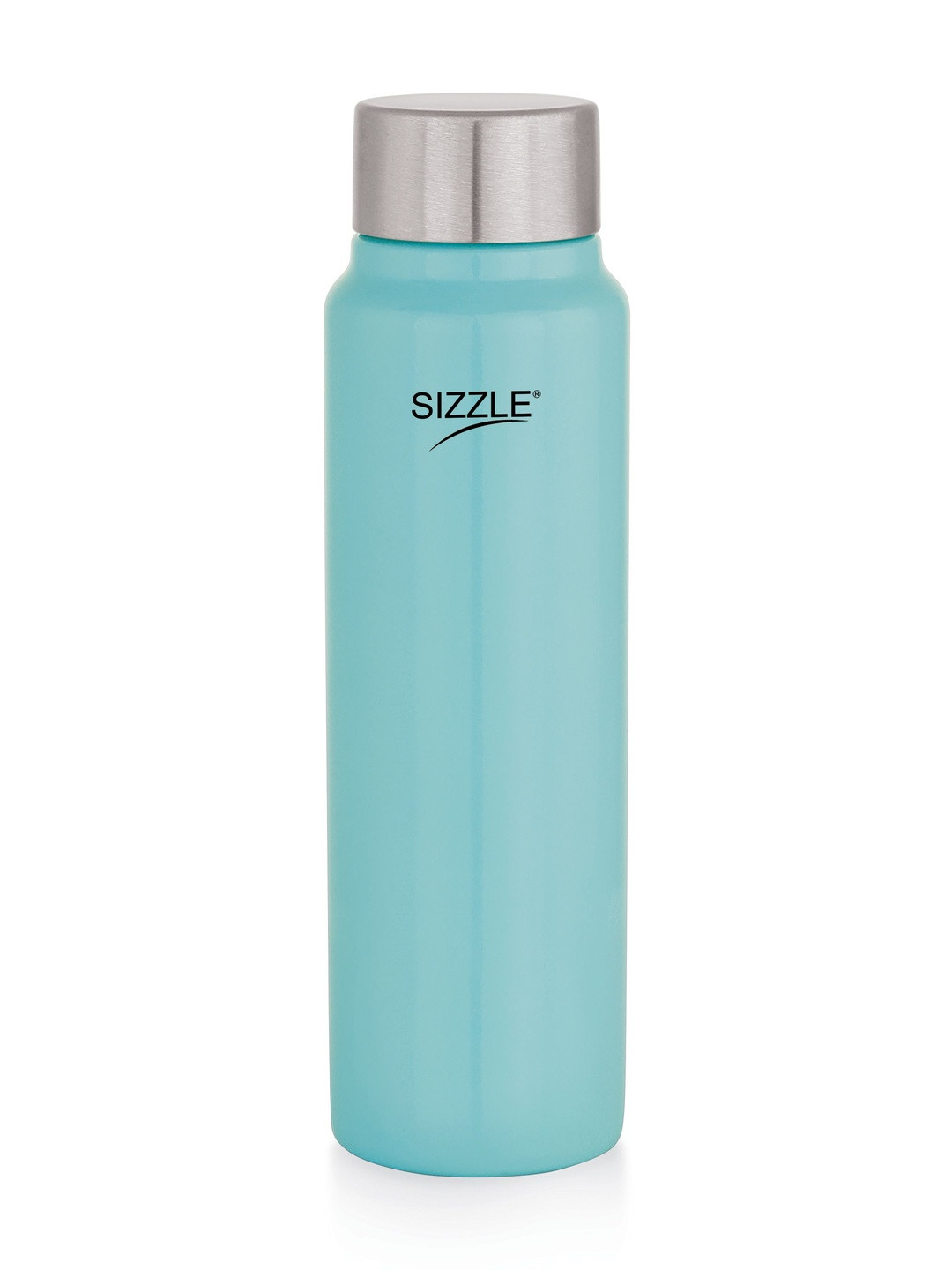 SIZZLE Turquoise Blue & Steel Single Stainless Steel Brand Logo Water Bottle