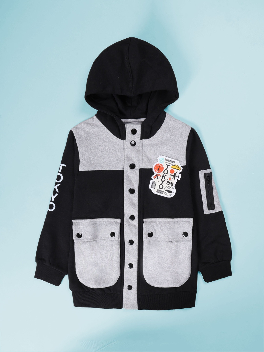 KiddoPanti Boys Colourblocked Hooded Sweatshirt