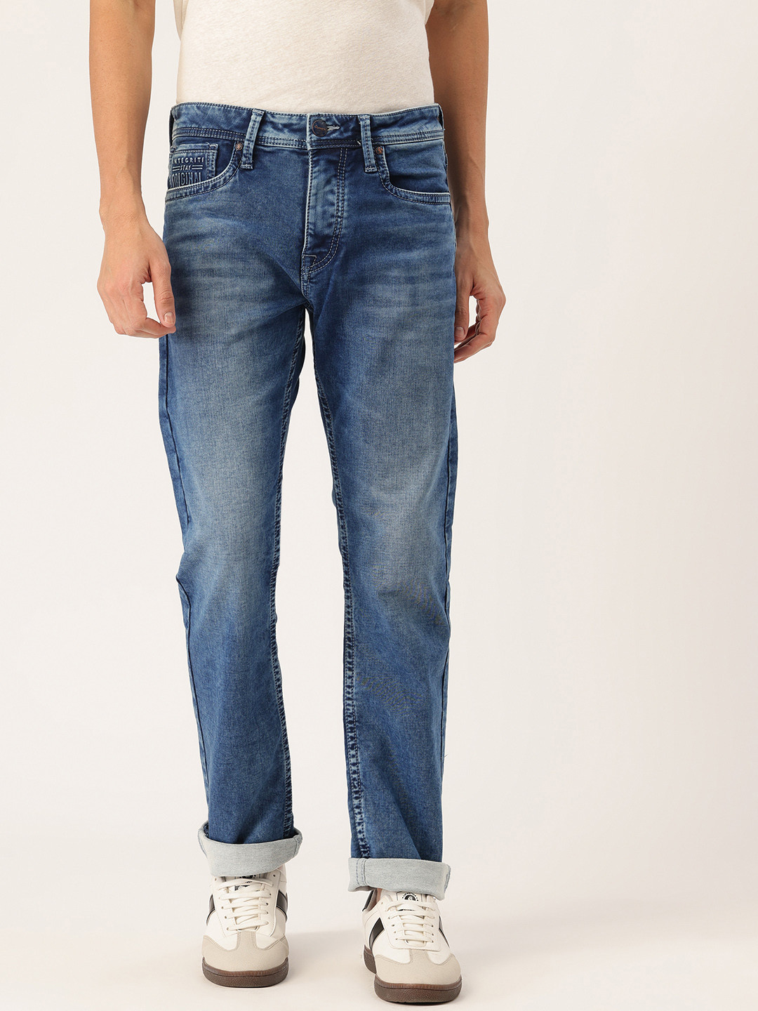 Integriti Men Smart Mid-Rise Straight Fit Heavy Fade Stretchable Jeans