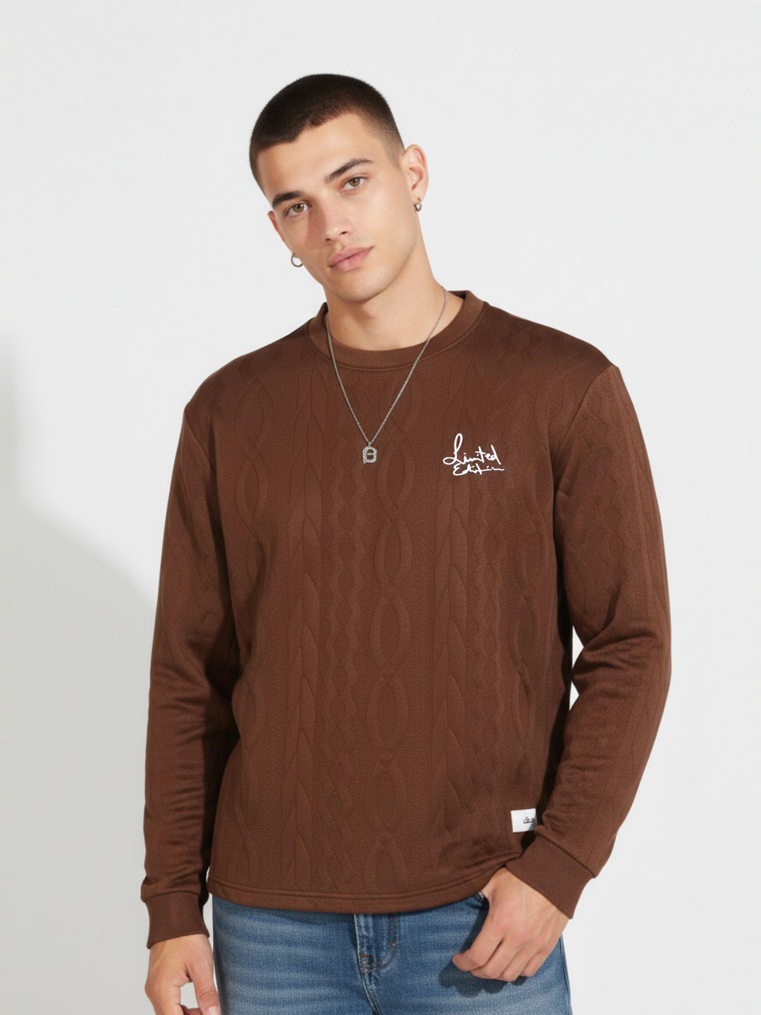 glitchez Geometric Self Design Jacquard Pullover