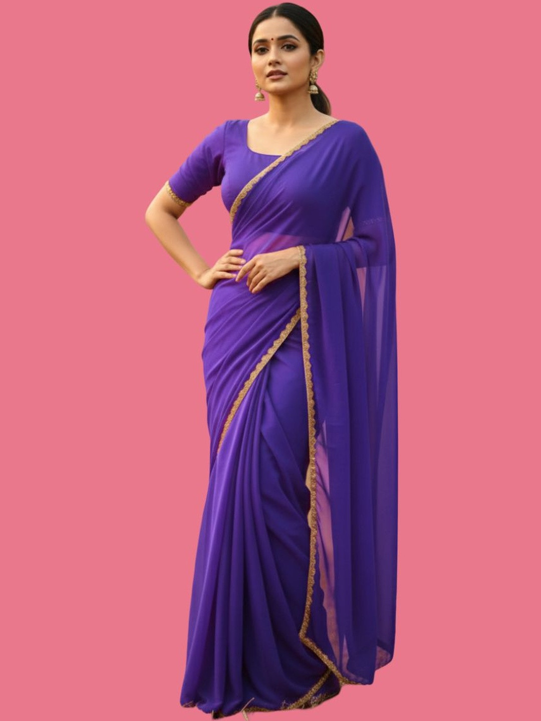 LOROFY Beads and Stones Art Silk Mysore Silk Saree