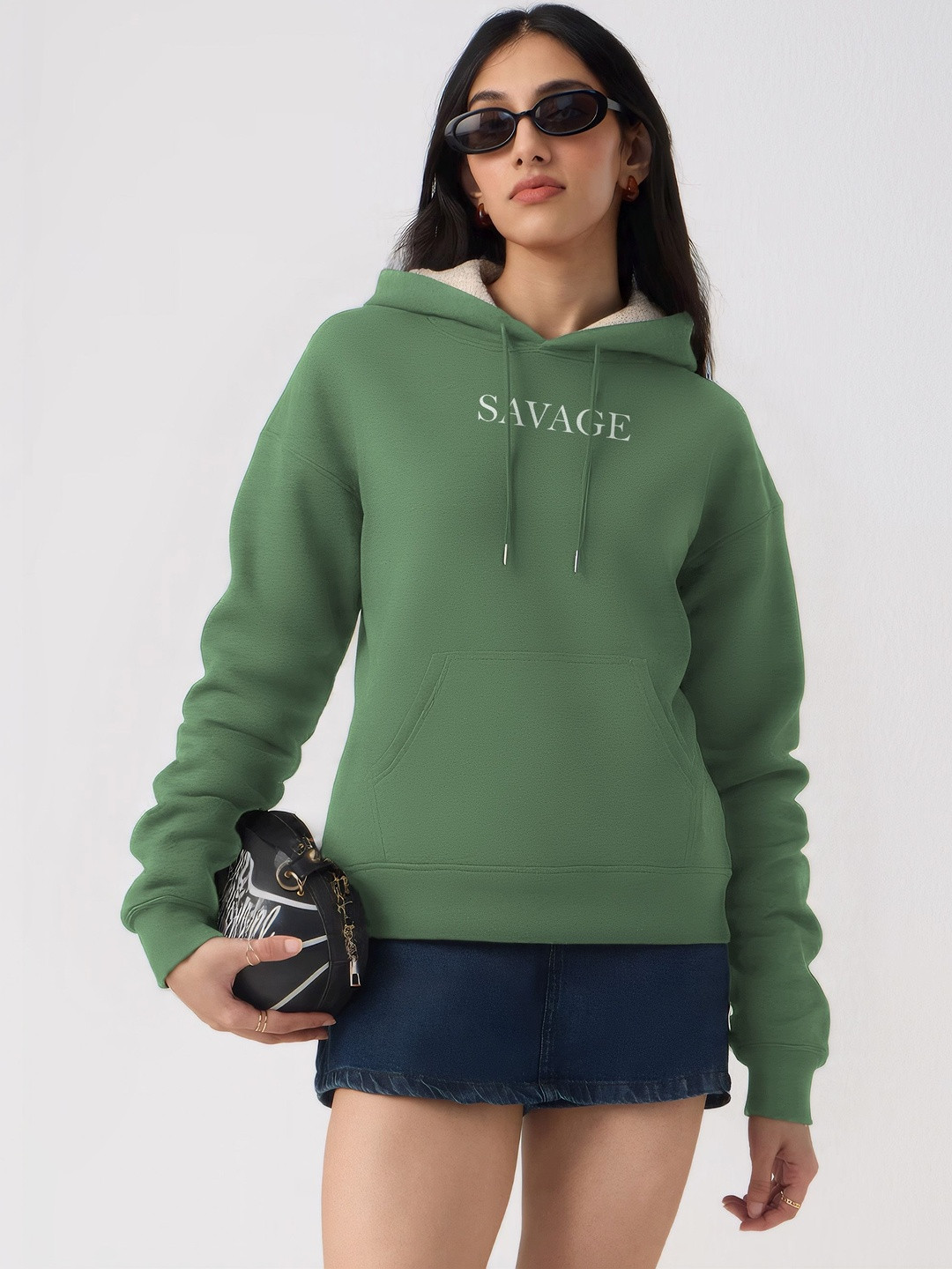 TOGS & TERRE Women Printed Hooded Sweatshirt