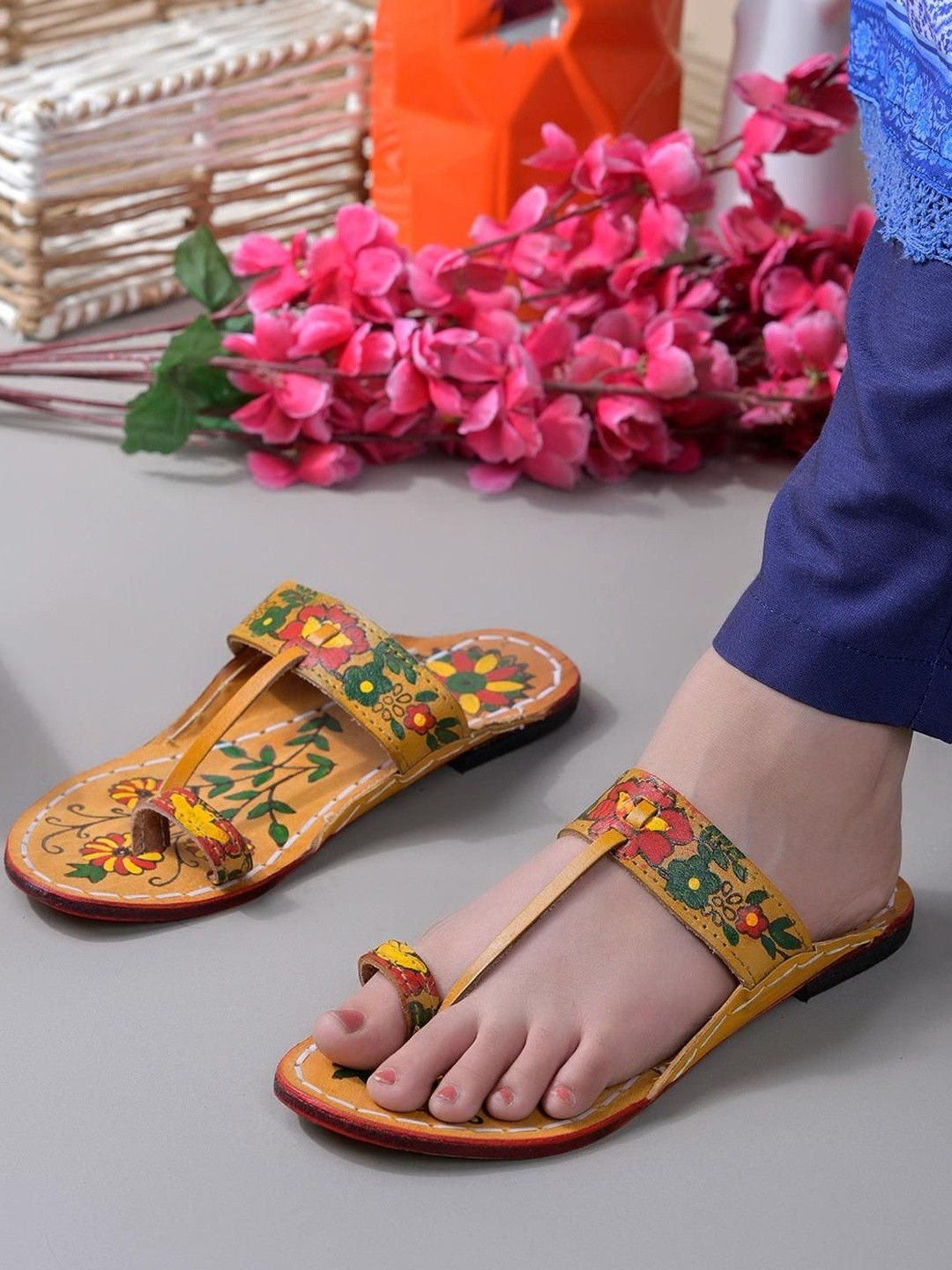 ROYAL KHWAAB Women Ethnic Leather Comfort Sandals
