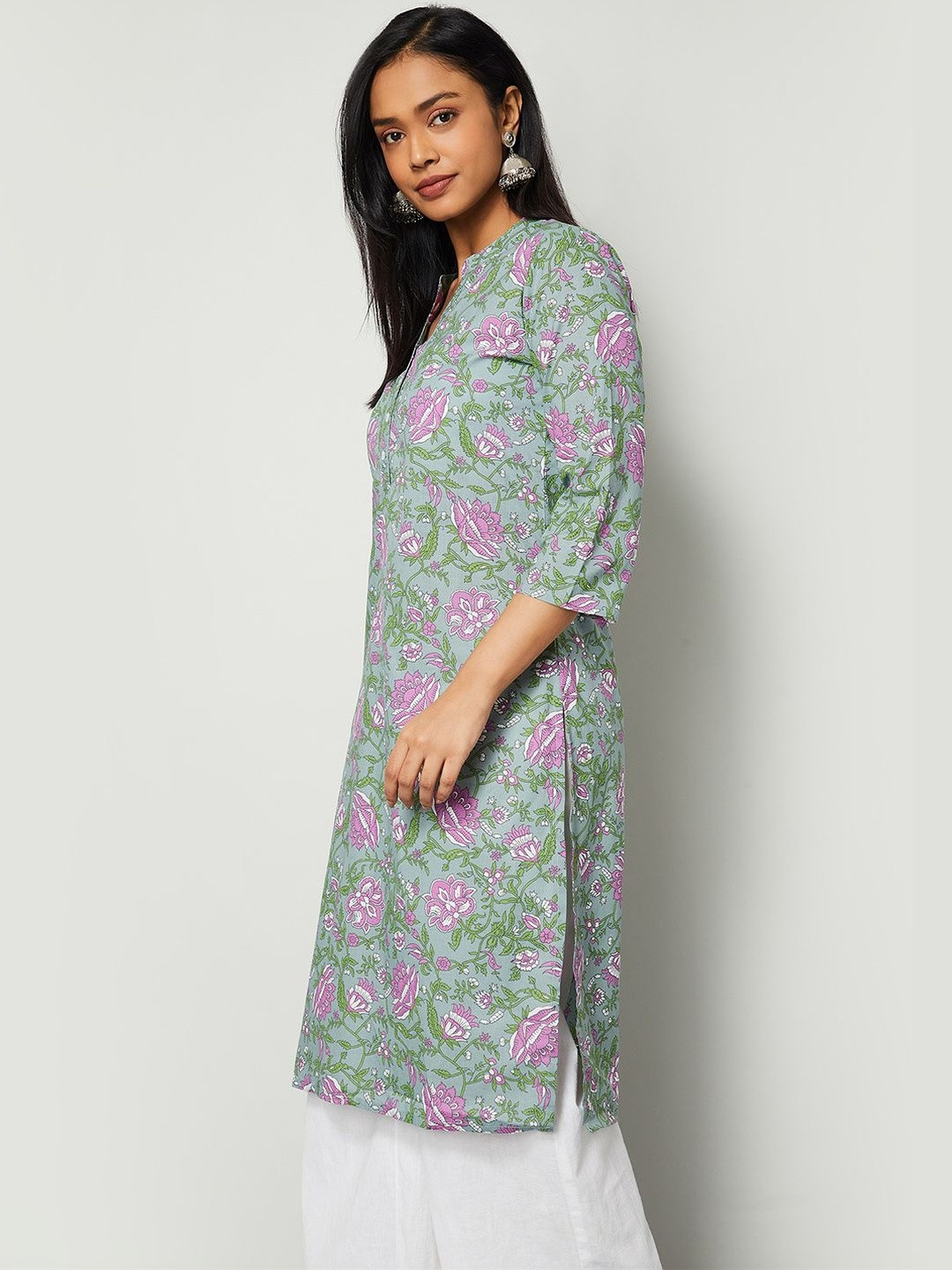Melange by Lifestyle Women Floral Printed Flared Sleeves Sequinned Kurta