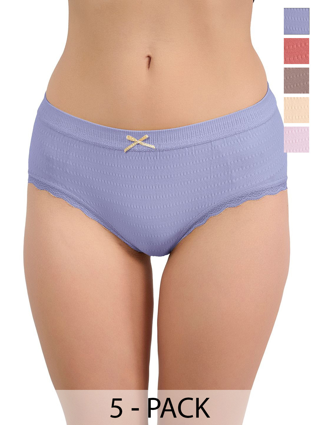 Moda Rapido Pack of 5 Self Design Mid-Rise Basic Briefs