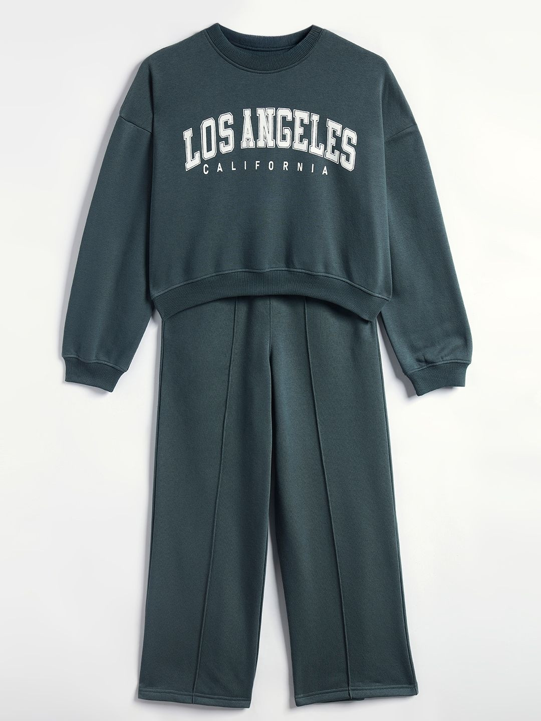 Lil Tomatoes Girls Printed Round Neck Cotton Tracksuit