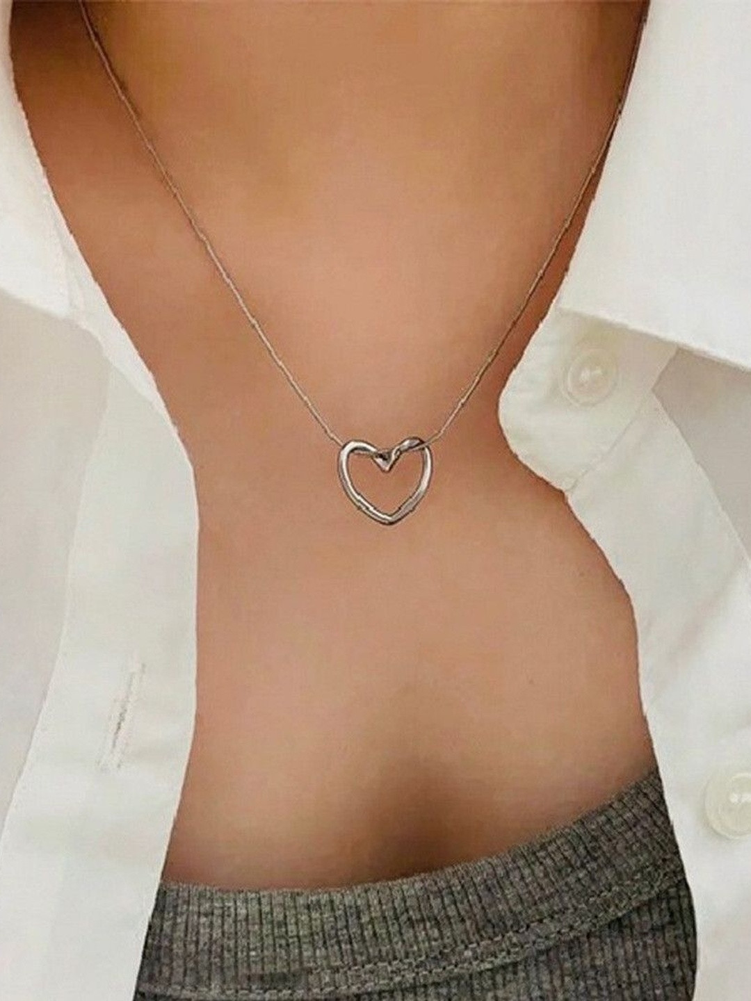 Vintage collections Silver-Plated Heart Shaped Pendants with Chains