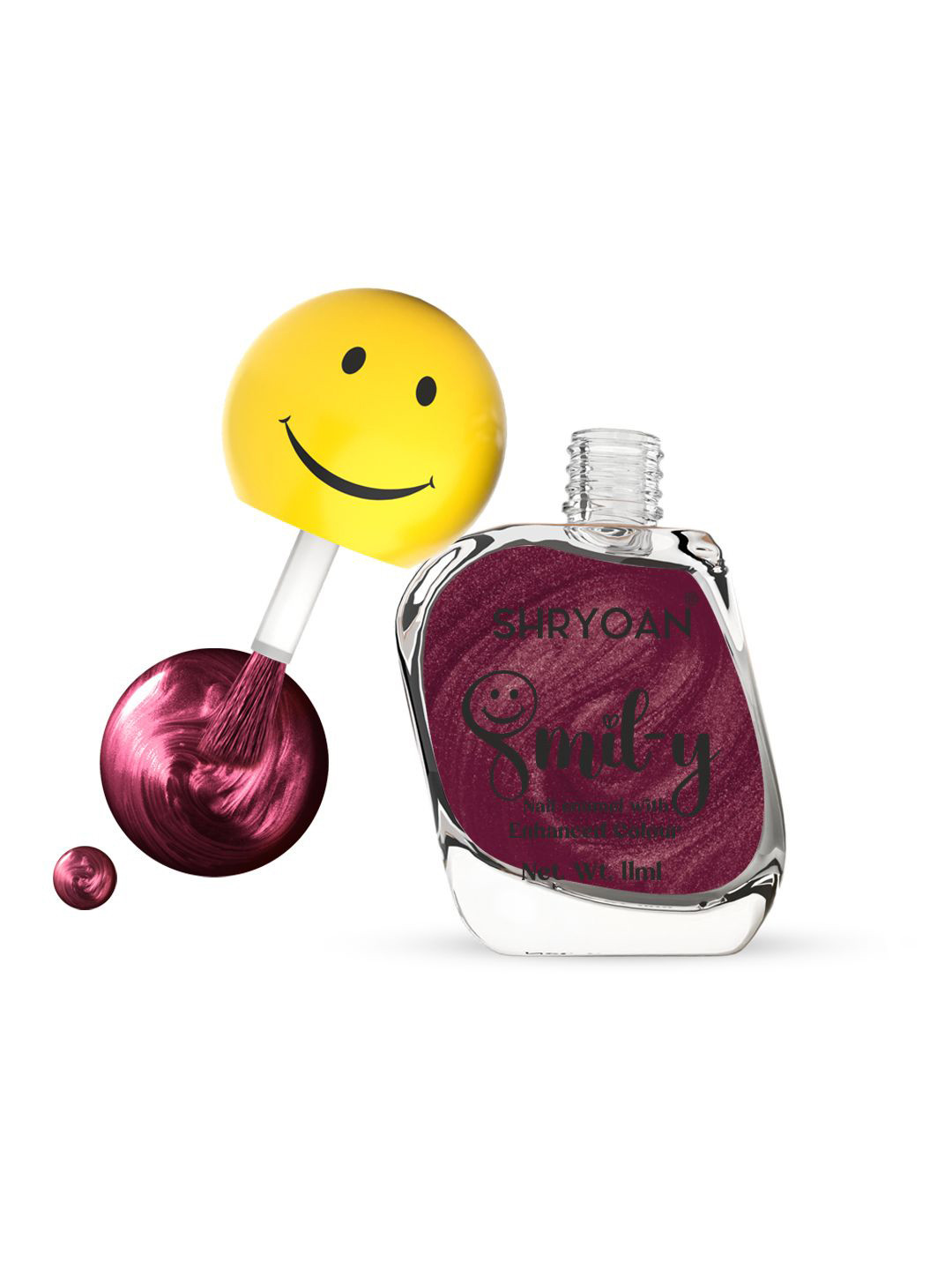 SHRYOAN Smil-y Ultra Glossy Long Lasting Nail Enamel - 11 ml - Metallic Maroon 20