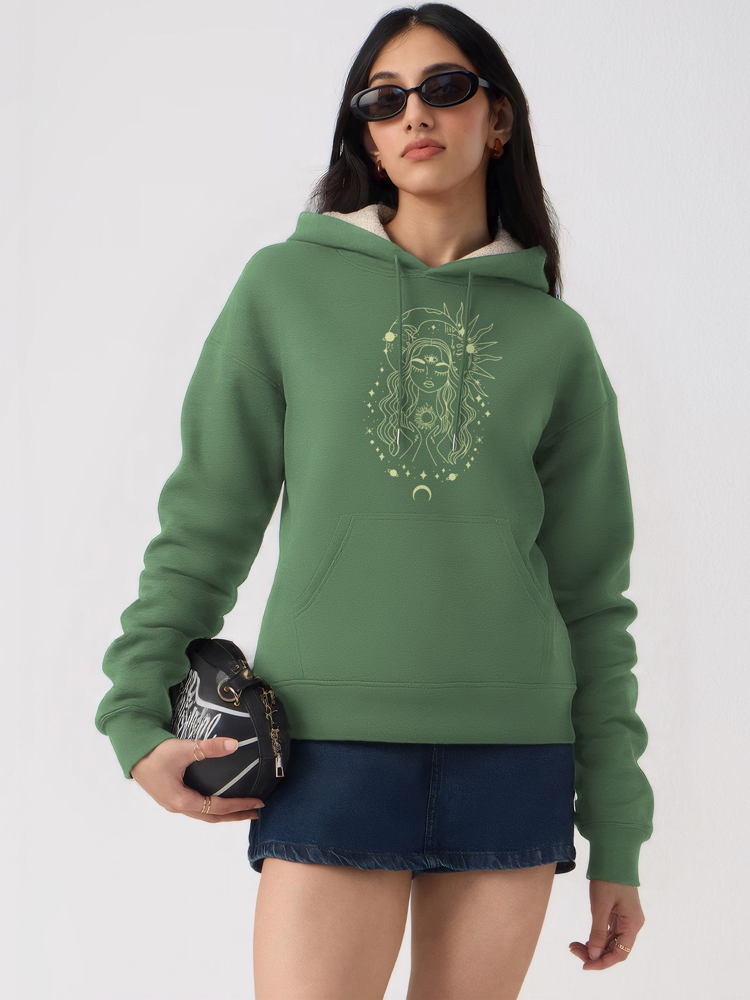 TOGS & TERRE Women Printed Hooded Sweatshirt